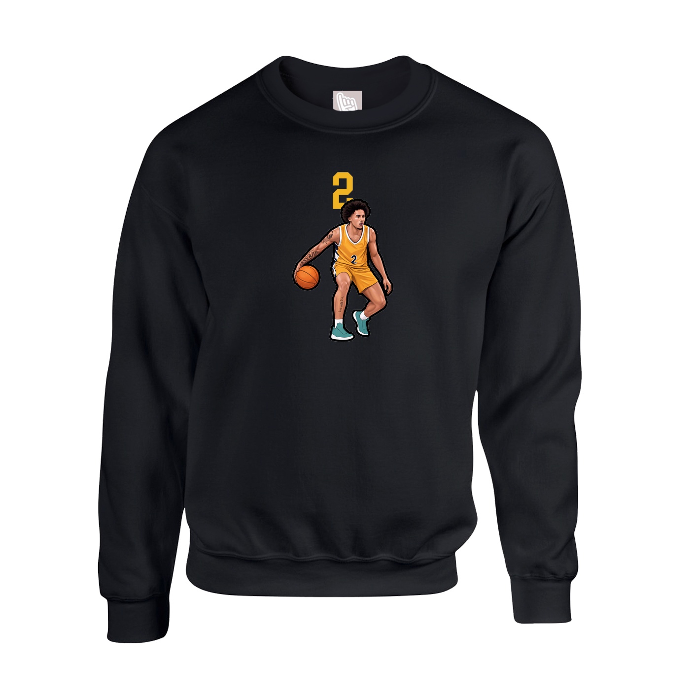 Fleece Crew — Number Top in Black