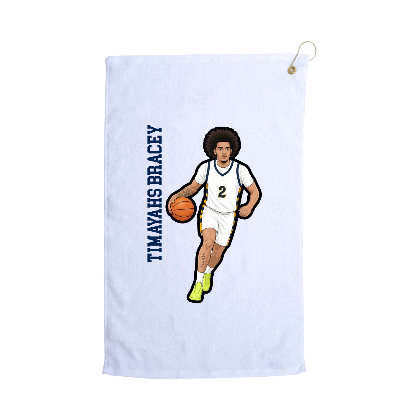 Golf Towel — Name Vertical in White