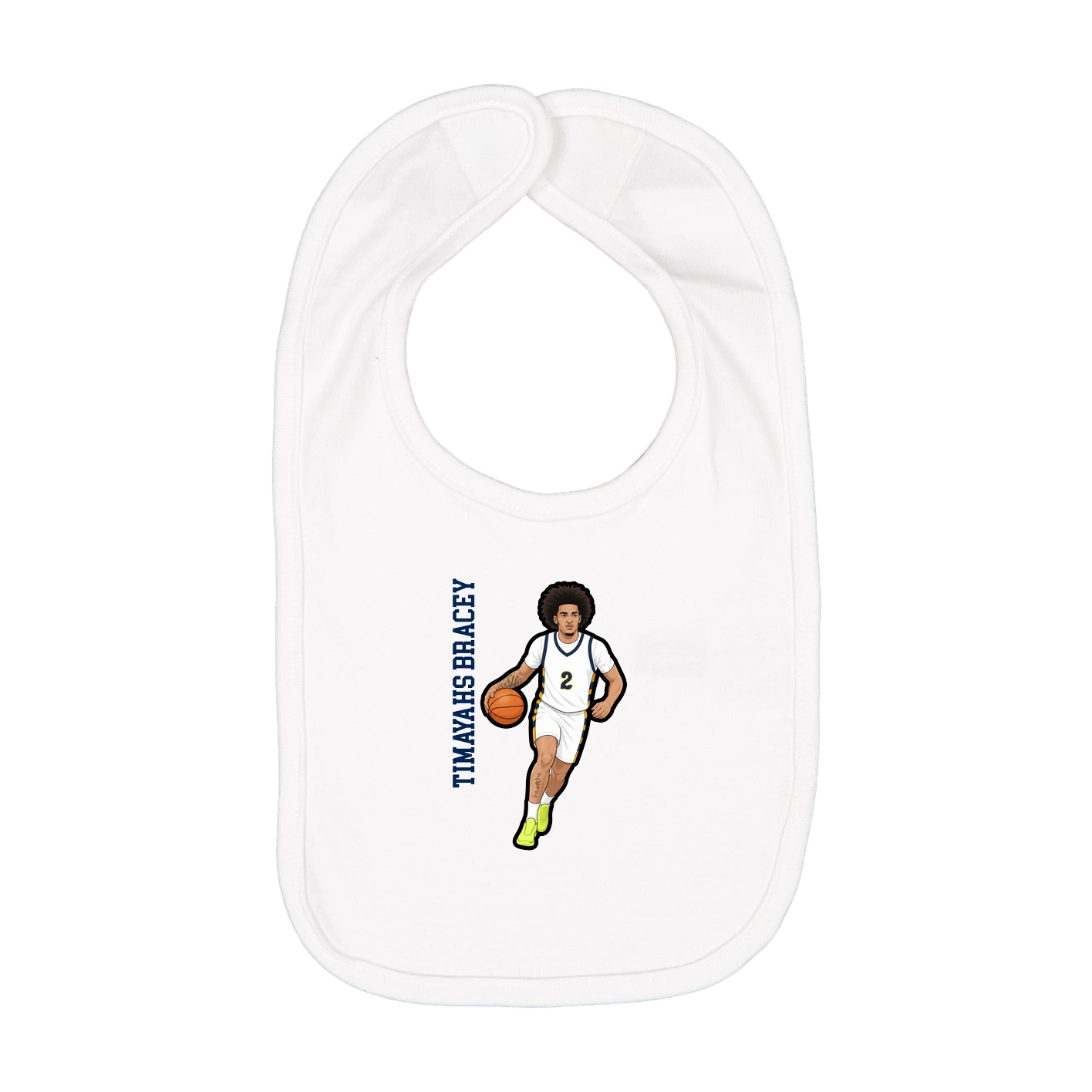 Infant Bib — Name Vertical in White