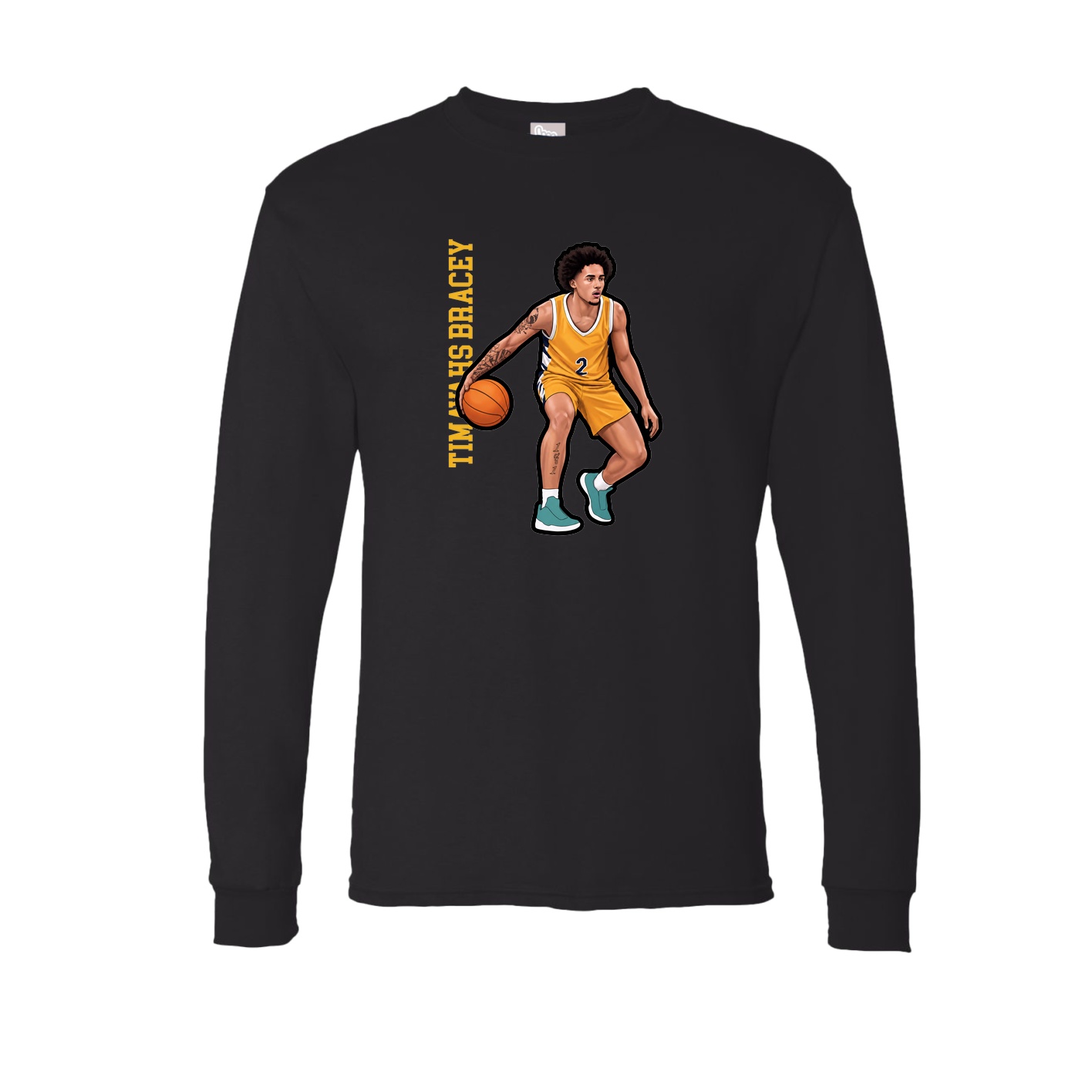 Long Sleeve Tee — Name Vertical in Black