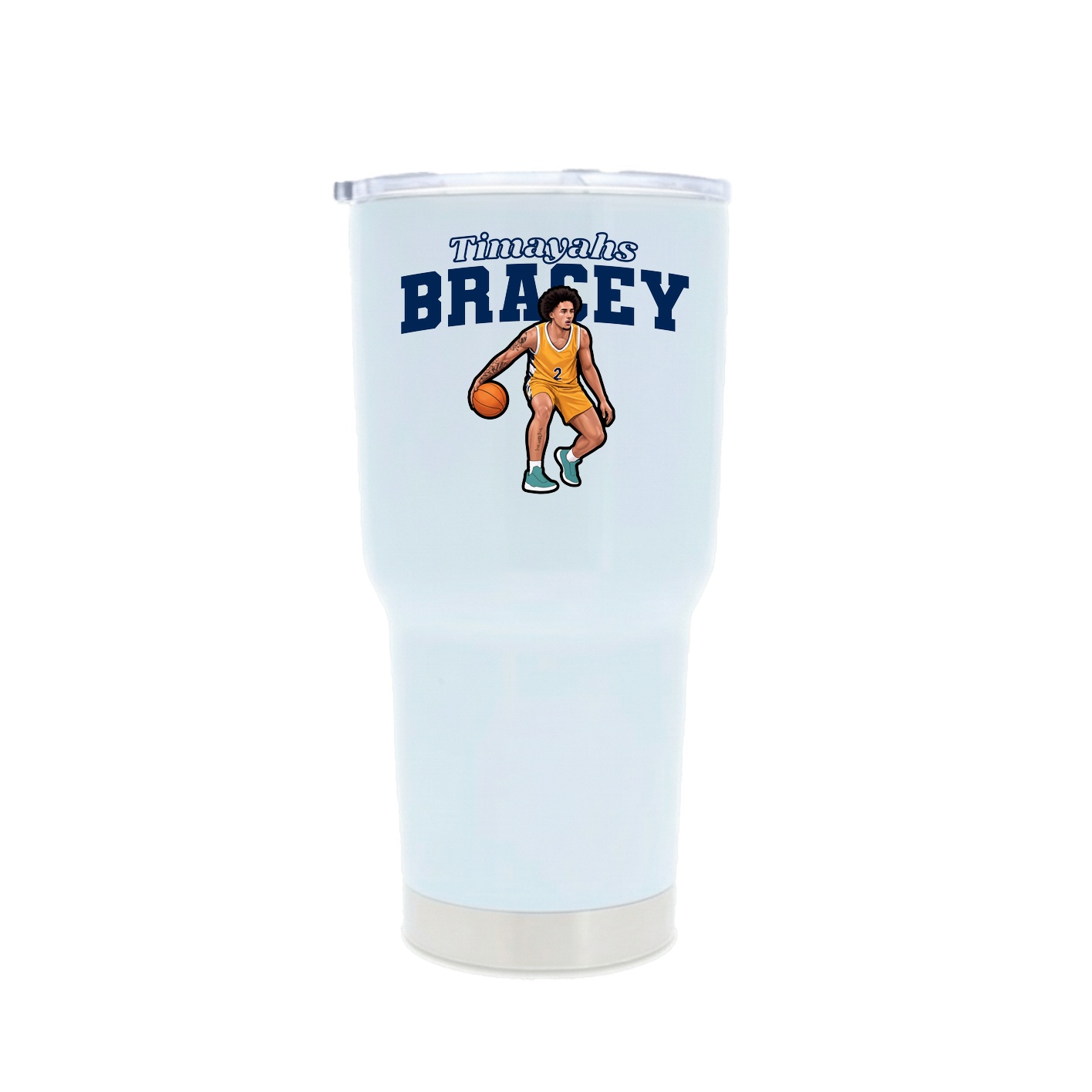 30oz Stainless Steel Tumbler — Name Arch in White