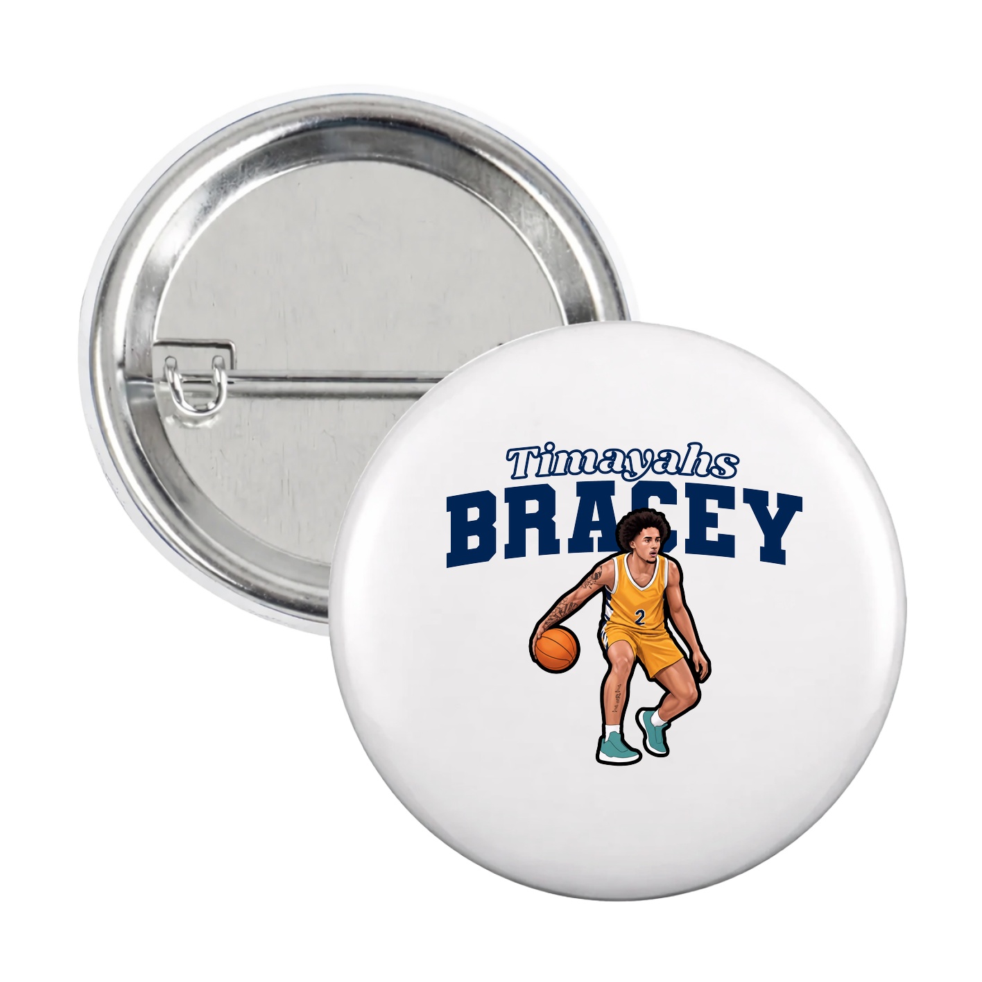 Game Day Button — Name Arch in White