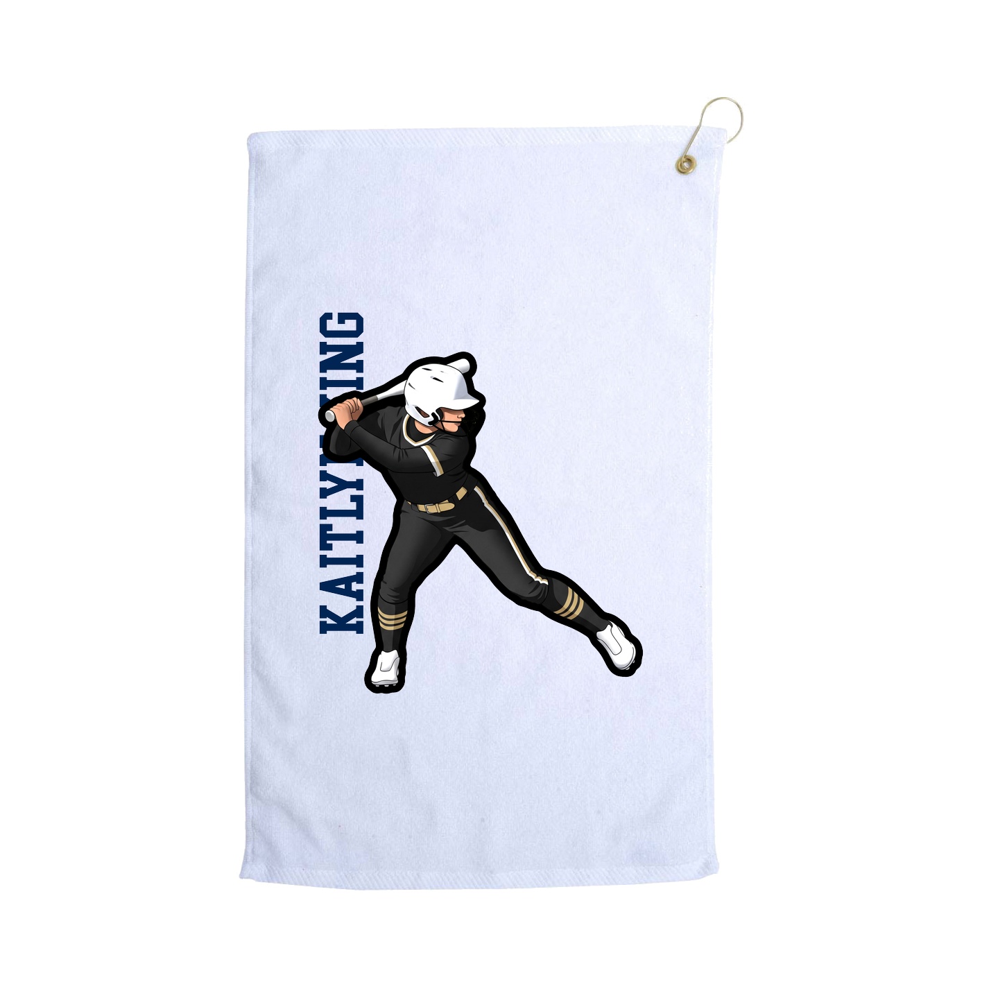 Golf Towel — Name Vertical in White