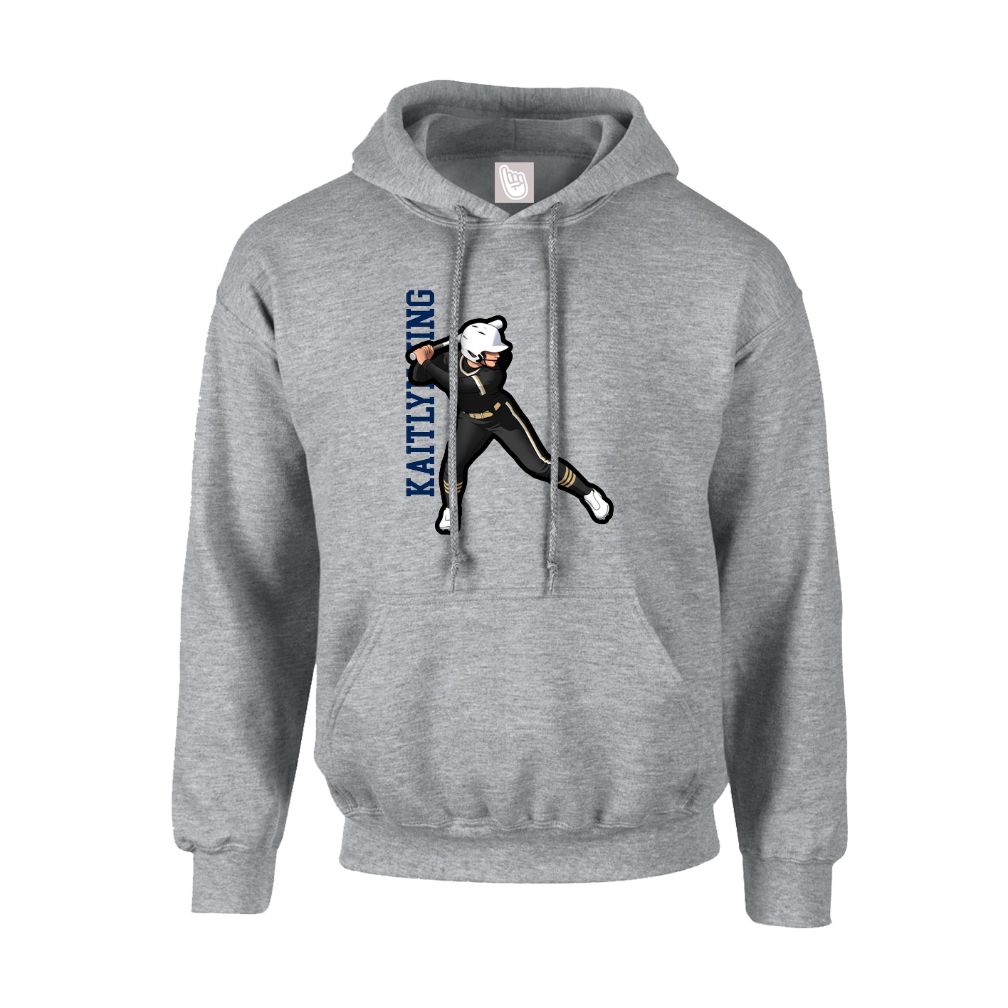 Hoodie — Name Vertical in Grey