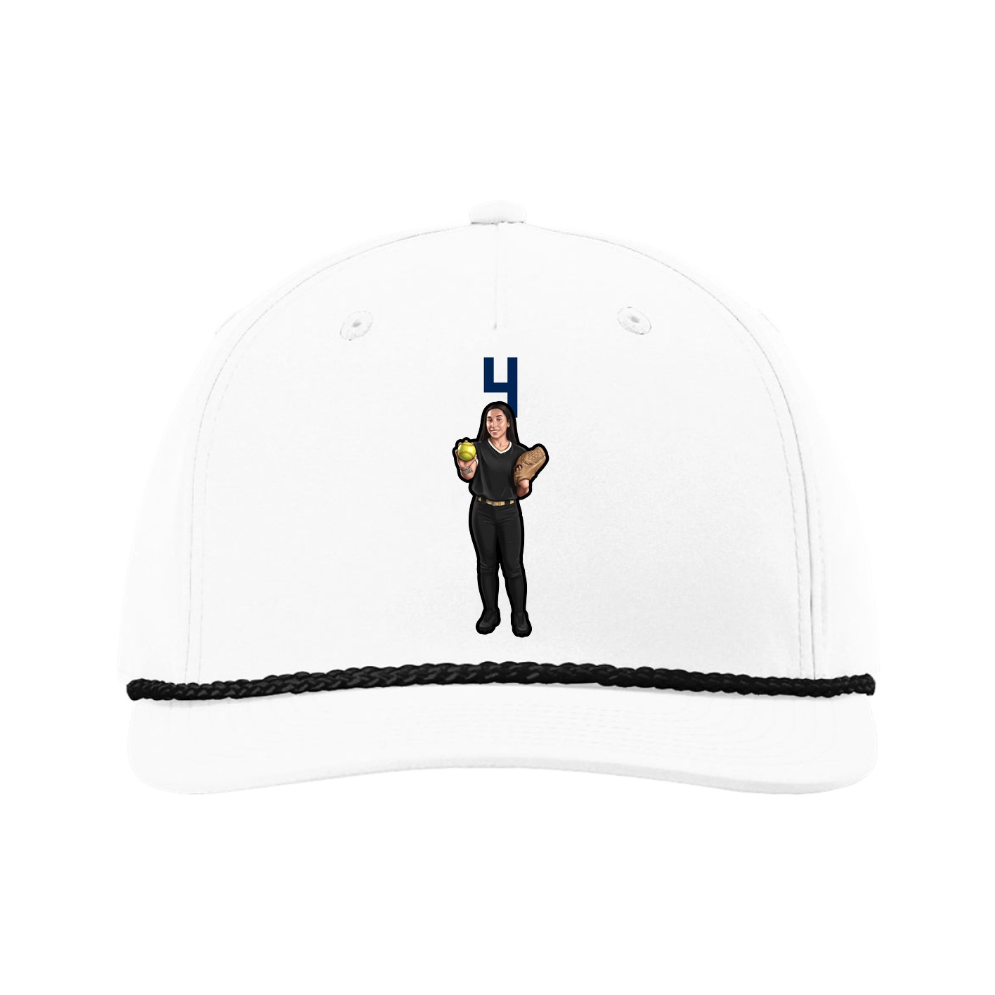 Five-Panel Classic Rope Cap — Number Top in White