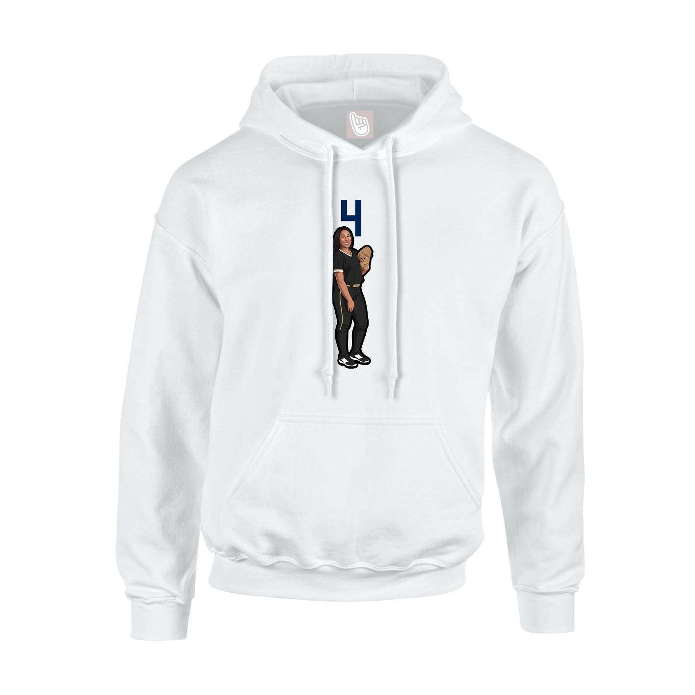 Youth Hoodie — Number Top in White