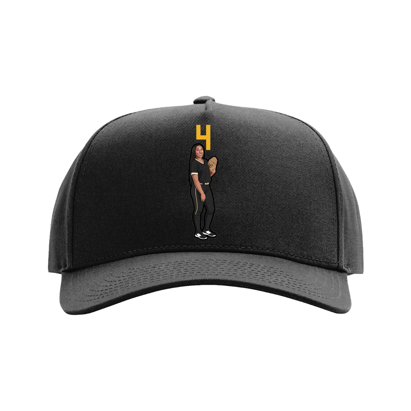 Full Fabric Five-Panel Champ Cap — Number Top in Black