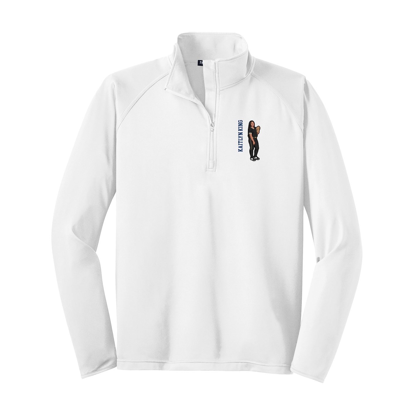 Q-Zip Pullover — Name Vertical in White