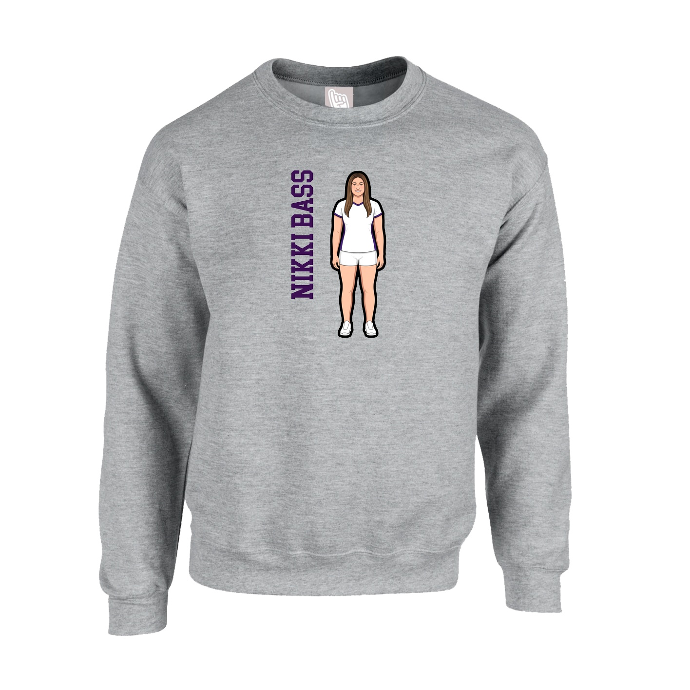 Fleece Crew — Name Vertical in Grey