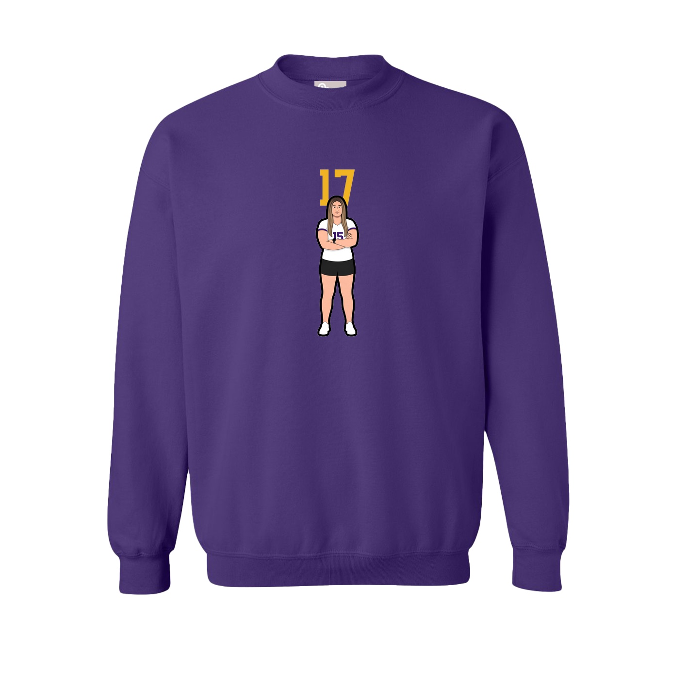 Fleece Crew — Number Top in Purple