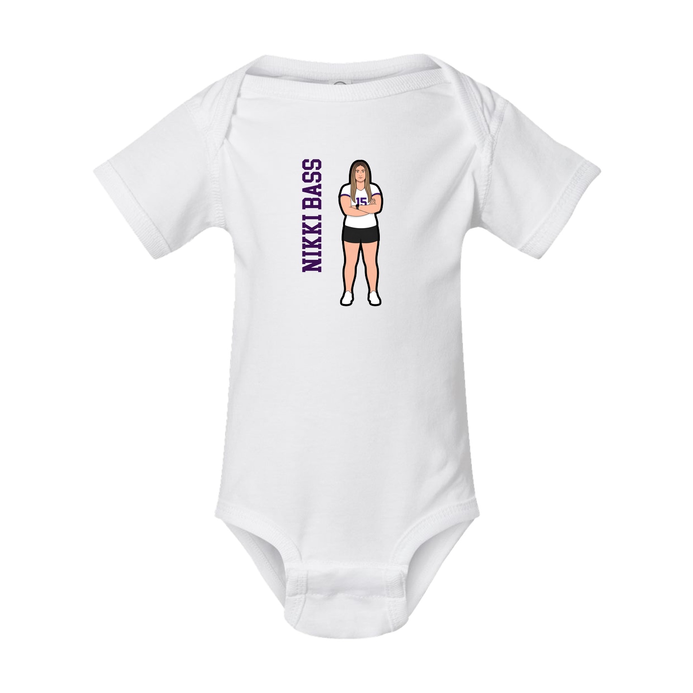 Baby Onesie — Name Vertical in White