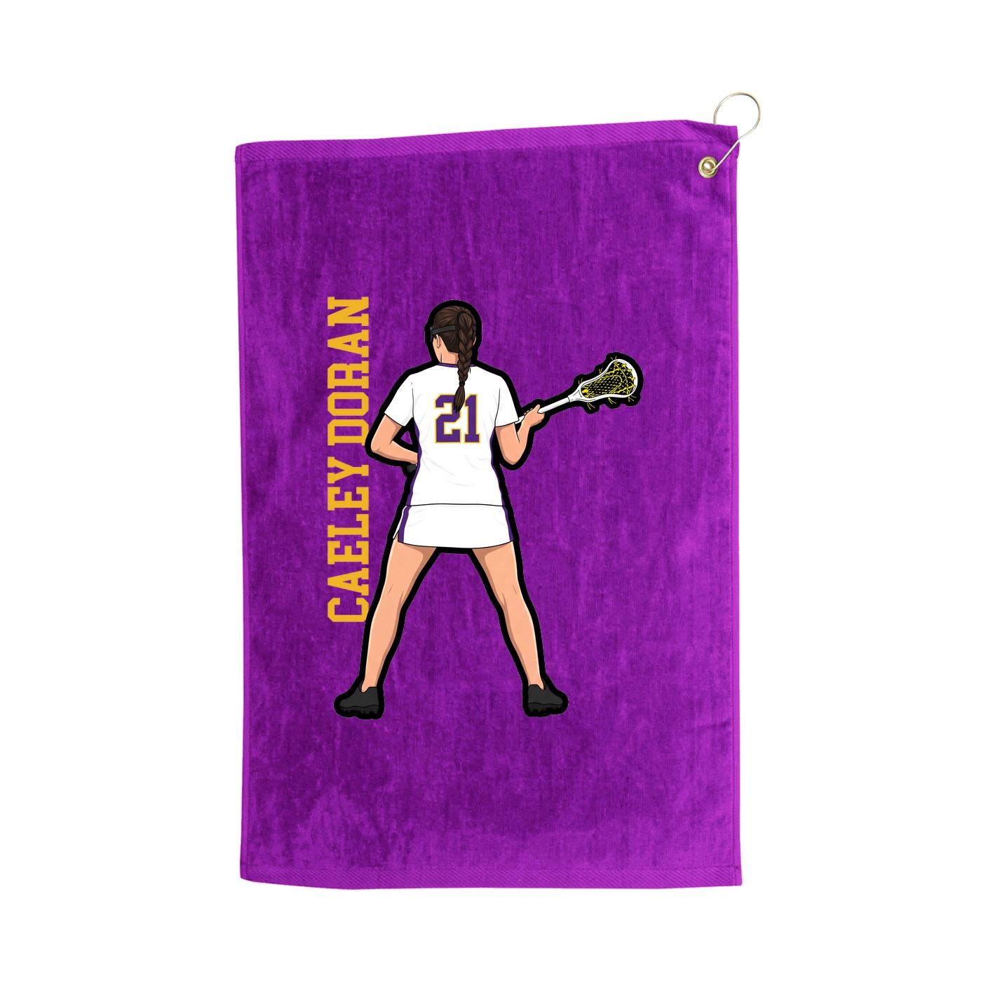 Golf Towel — Name Vertical in Purple