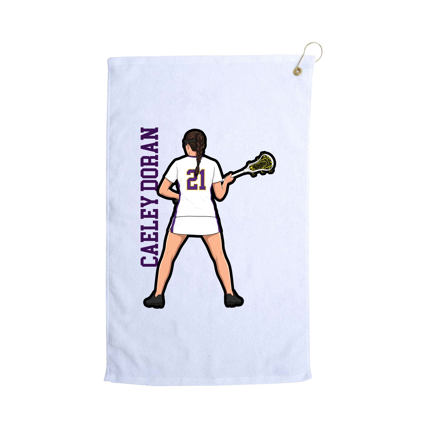 Golf Towel — Name Vertical in White