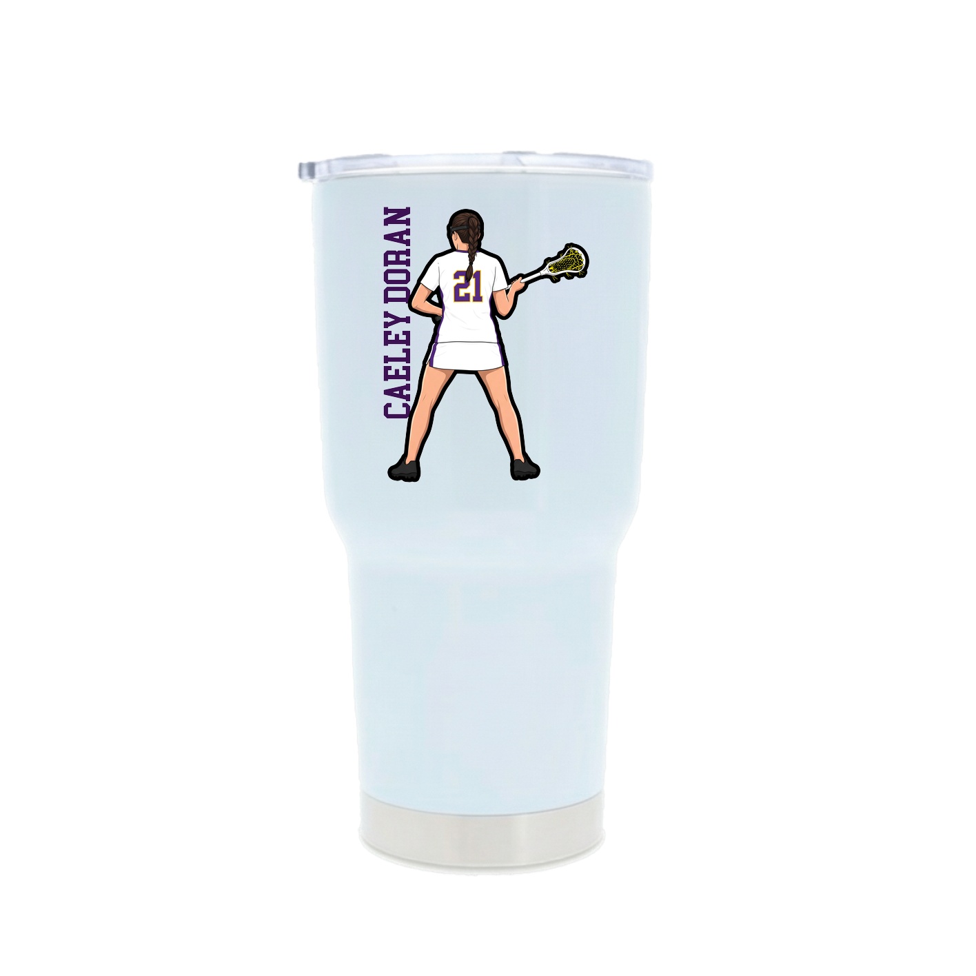 30oz Stainless Steel Tumbler — Name Vertical in White