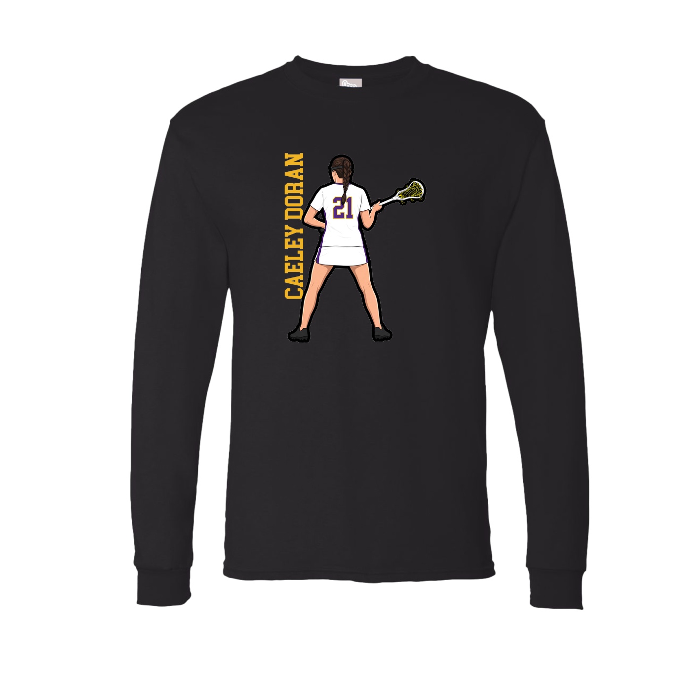 Long Sleeve Tee — Name Vertical in Black
