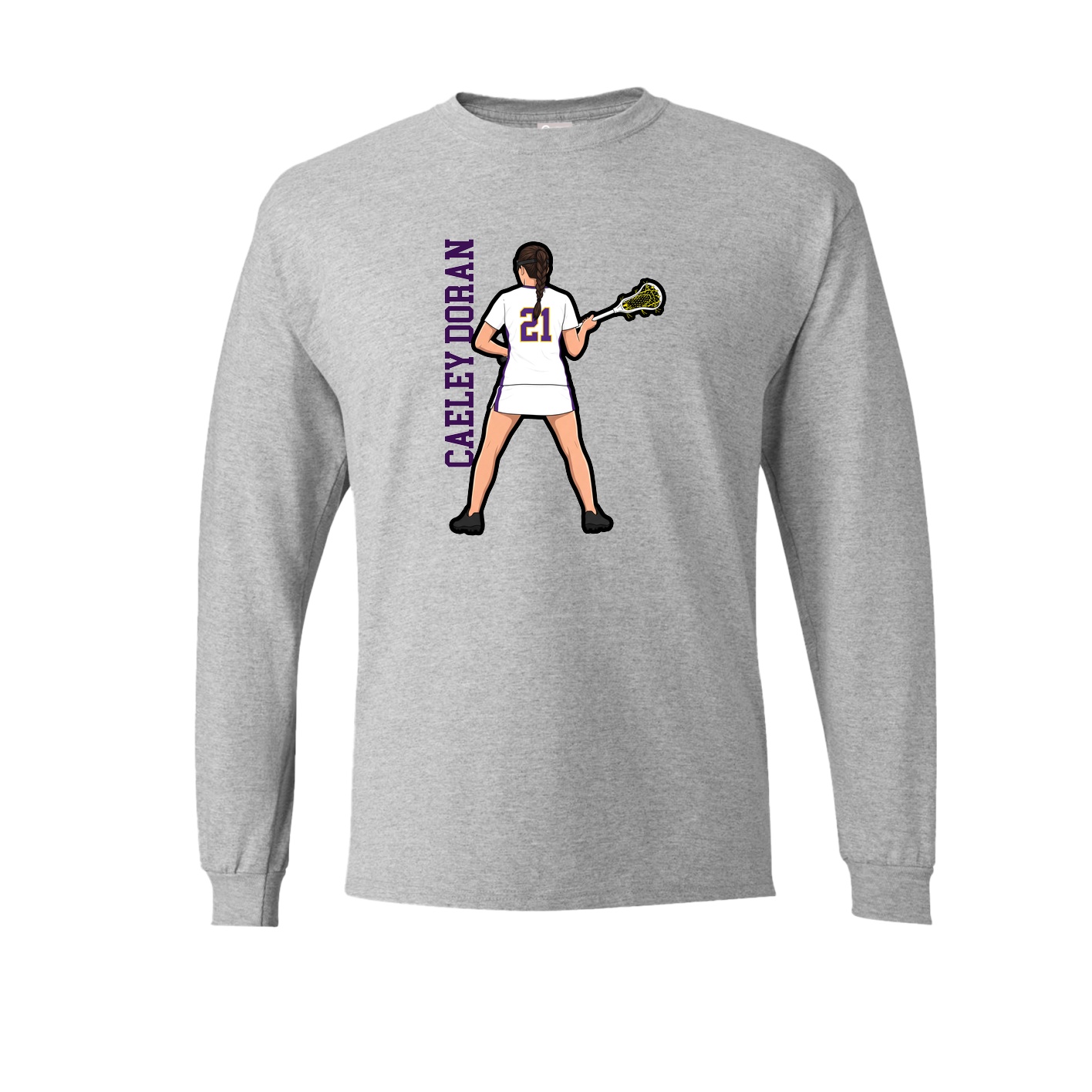 Long Sleeve Tee — Name Vertical in Grey