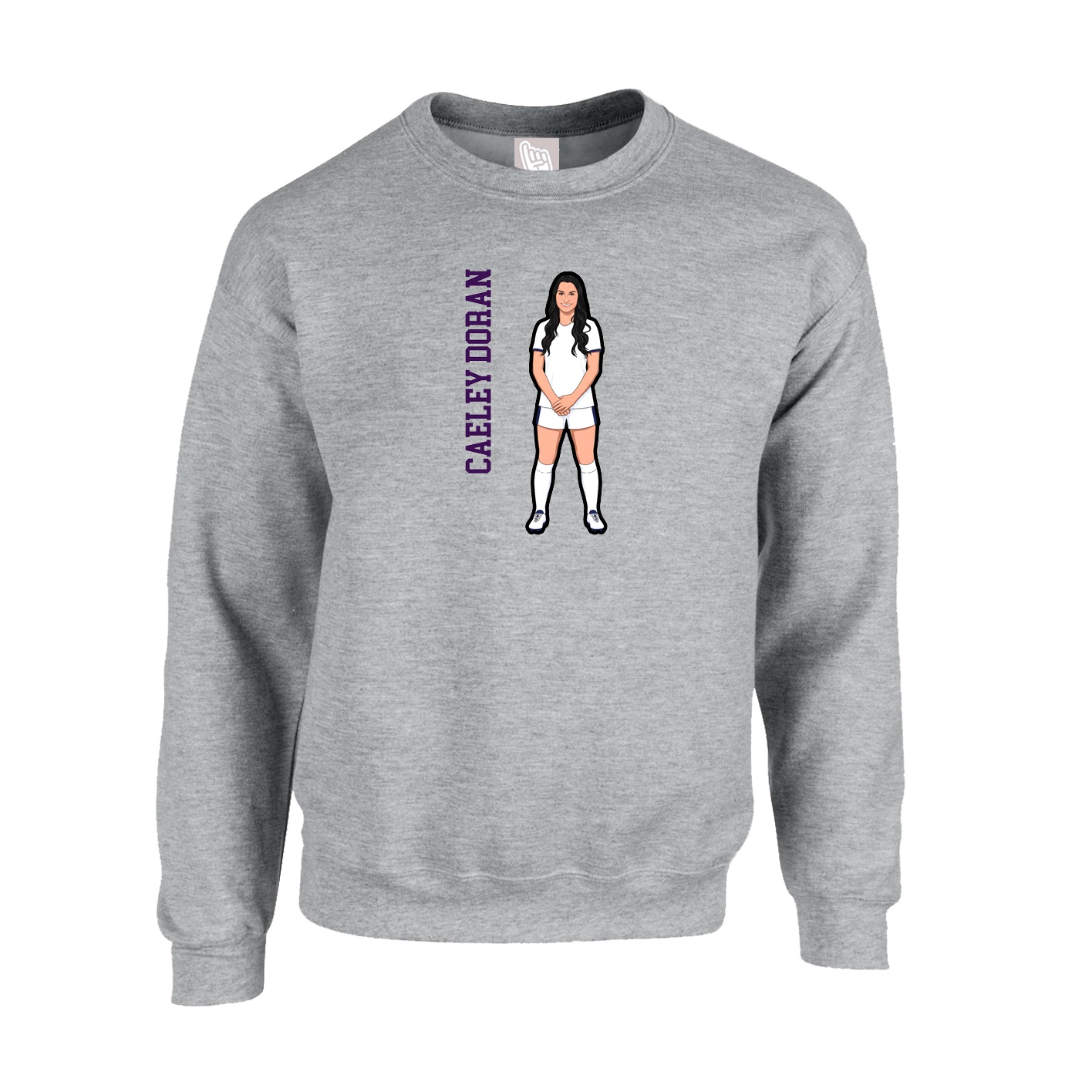 Fleece Crew — Name Vertical in Grey