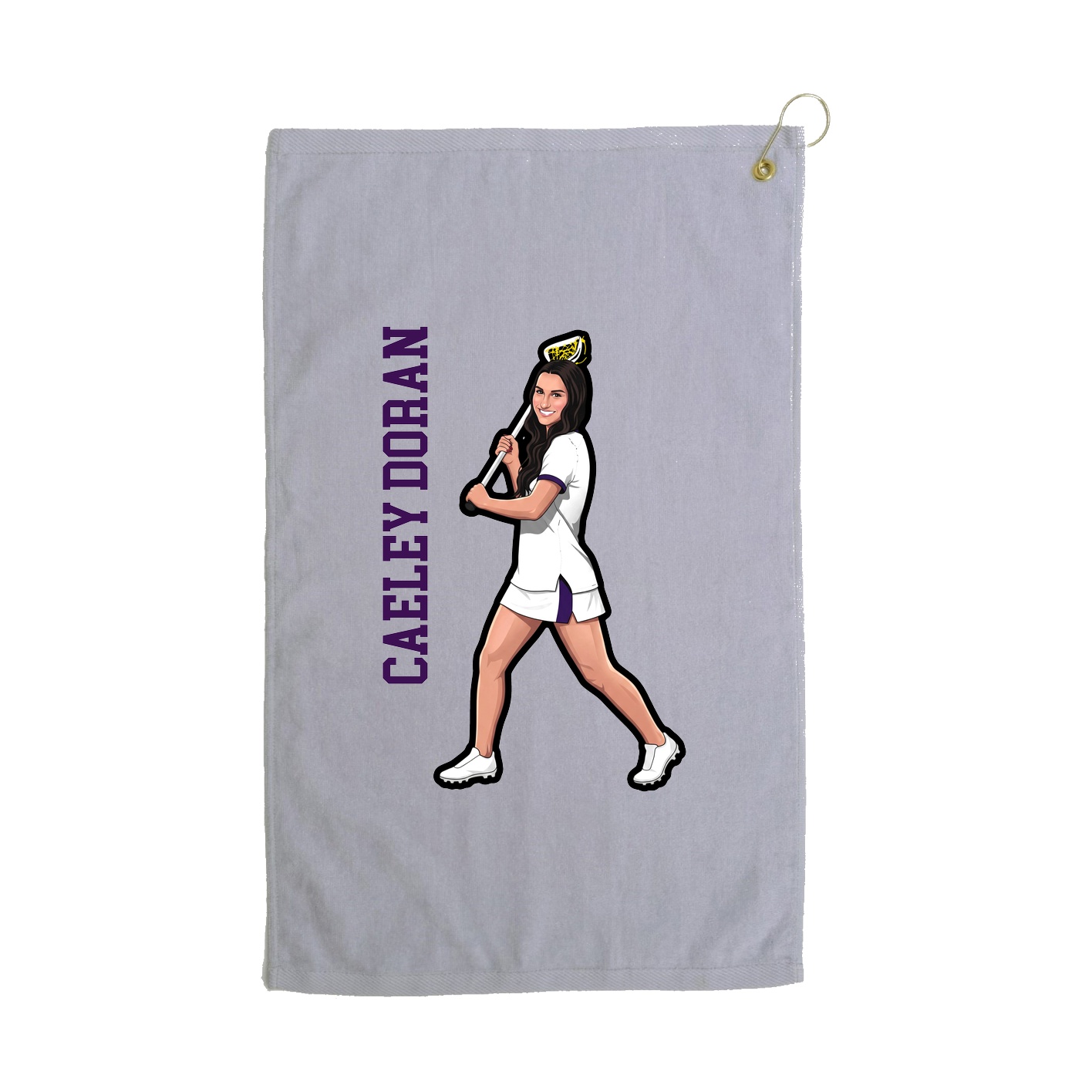 Golf Towel — Name Vertical in Grey