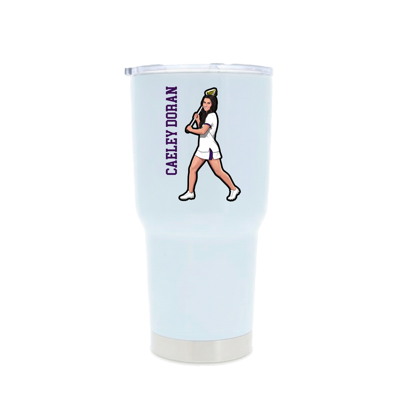 30oz Stainless Steel Tumbler — Name Vertical in White