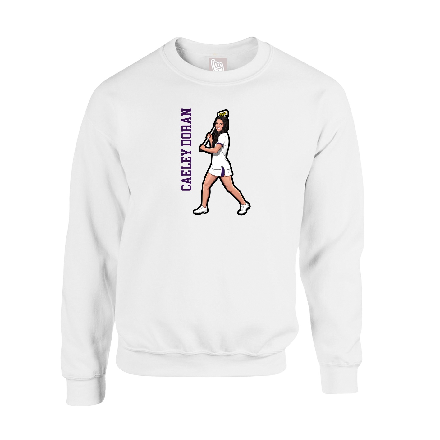 Fleece Crew — Name Vertical in White
