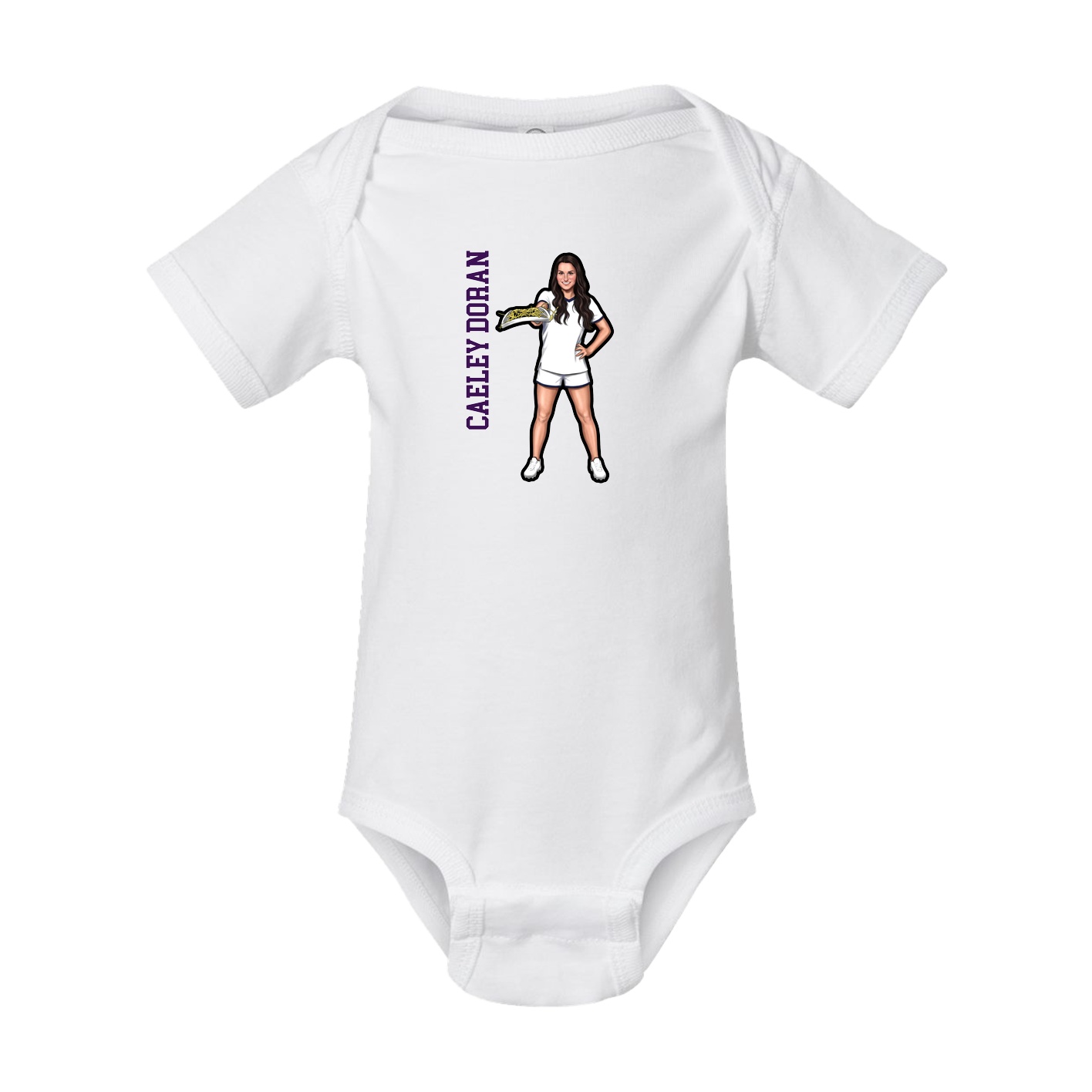 Baby Onesie — Name Vertical in White