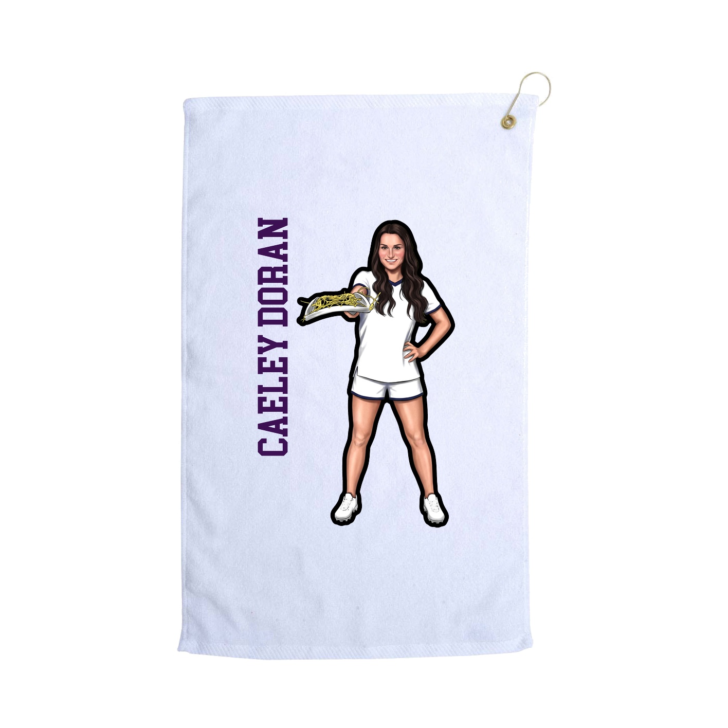 Golf Towel — Name Vertical in White
