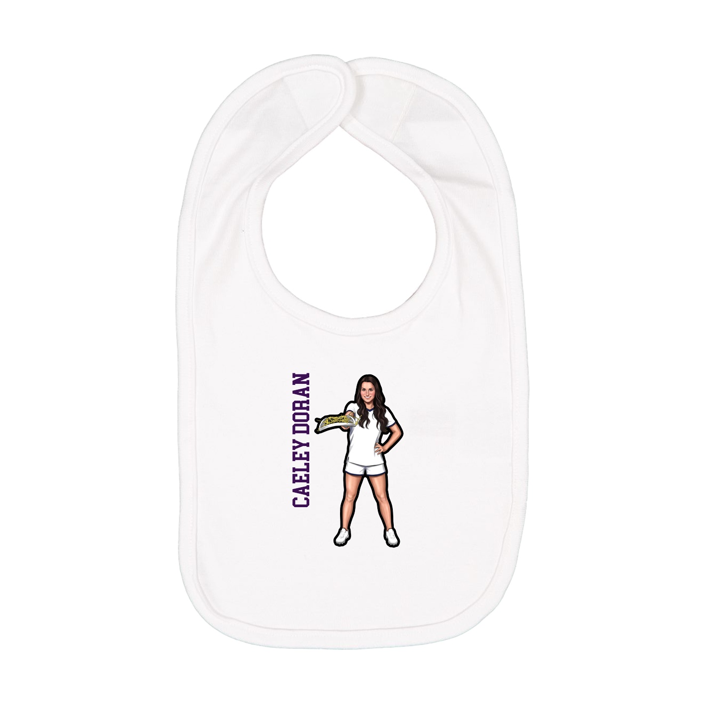 Infant Bib — Name Vertical in White
