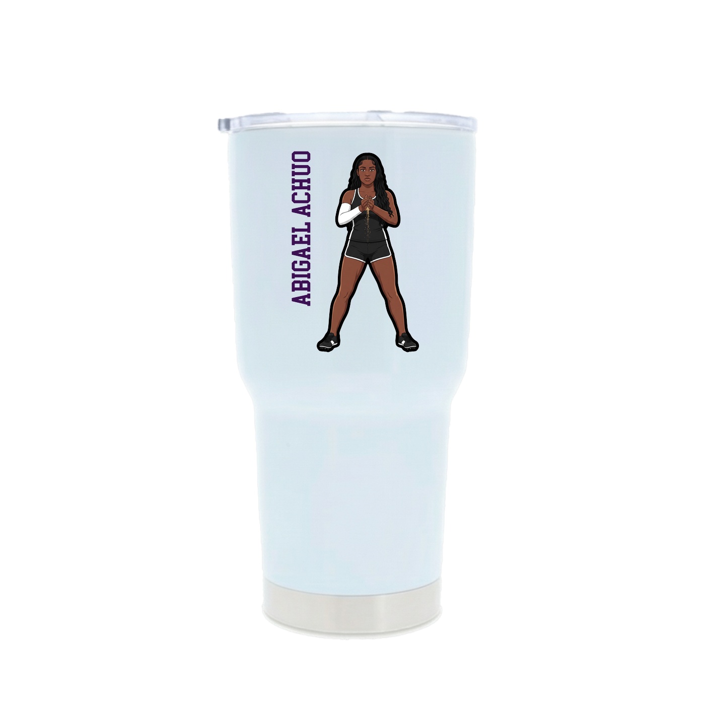 30oz Stainless Steel Tumbler — Name Vertical in White