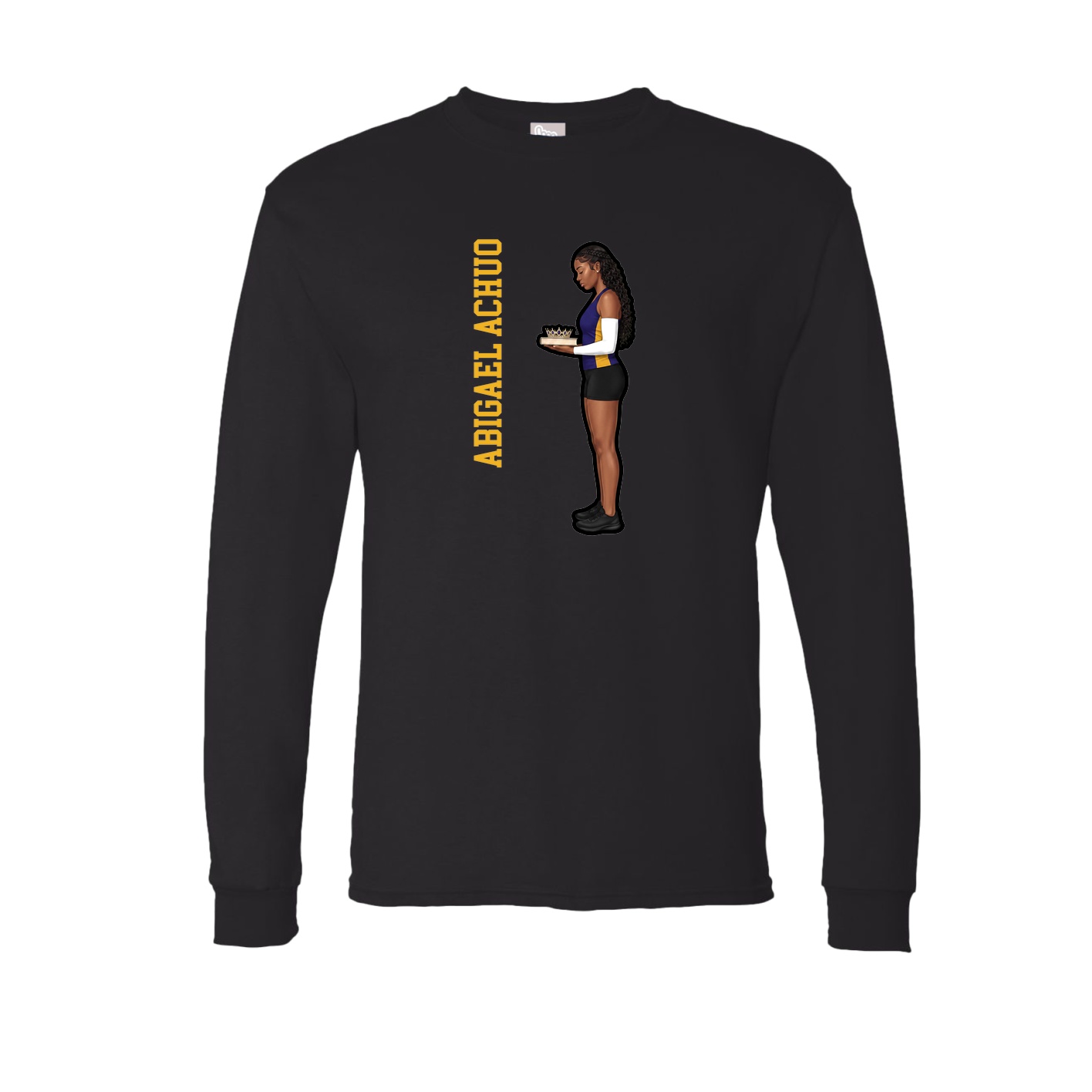 Long Sleeve Tee — Name Vertical in Black