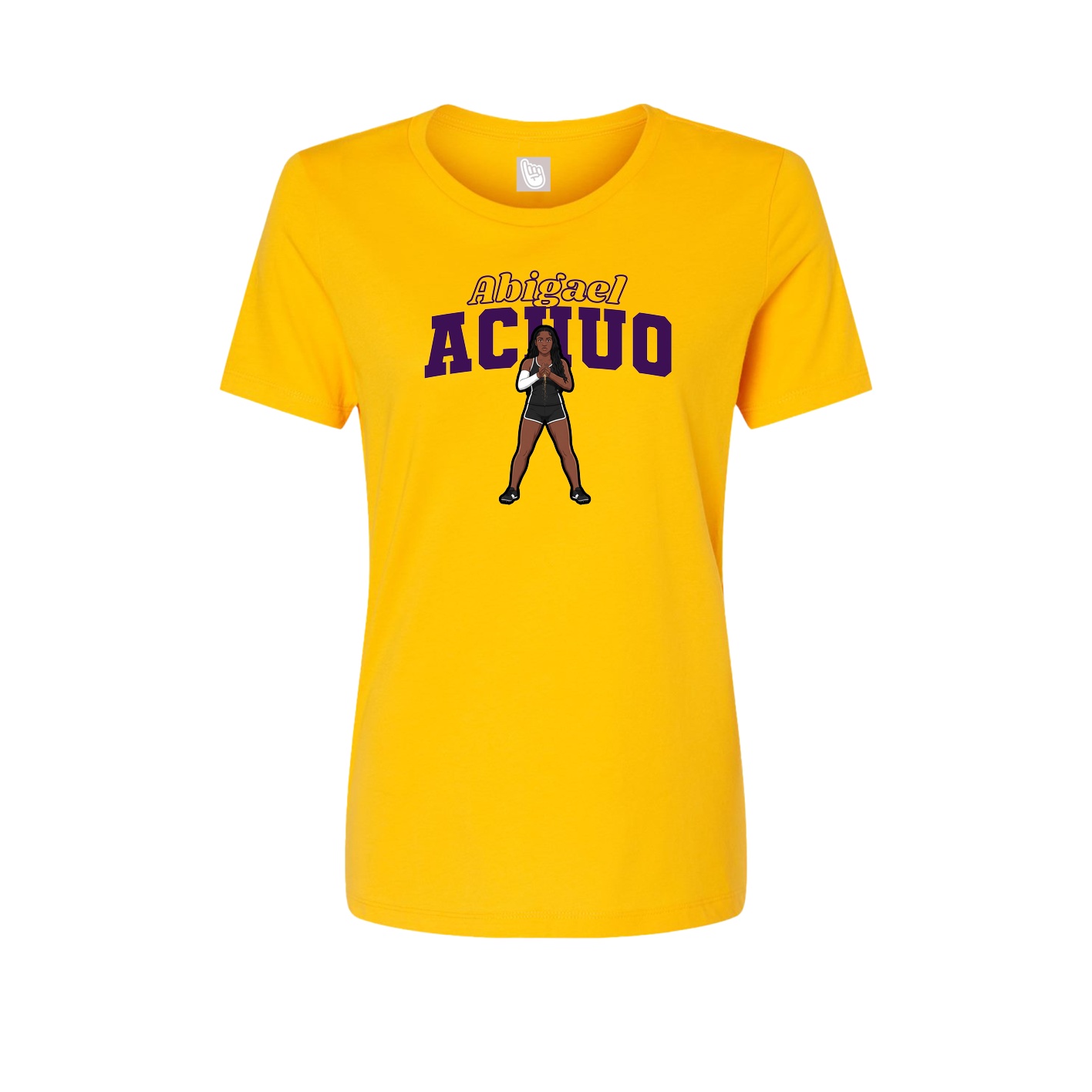 Fitted Women's Tee — Name Arch in Gold
