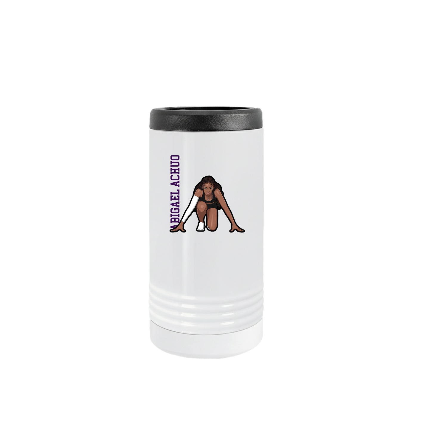 Slim Beverage Holder — Name Vertical in White