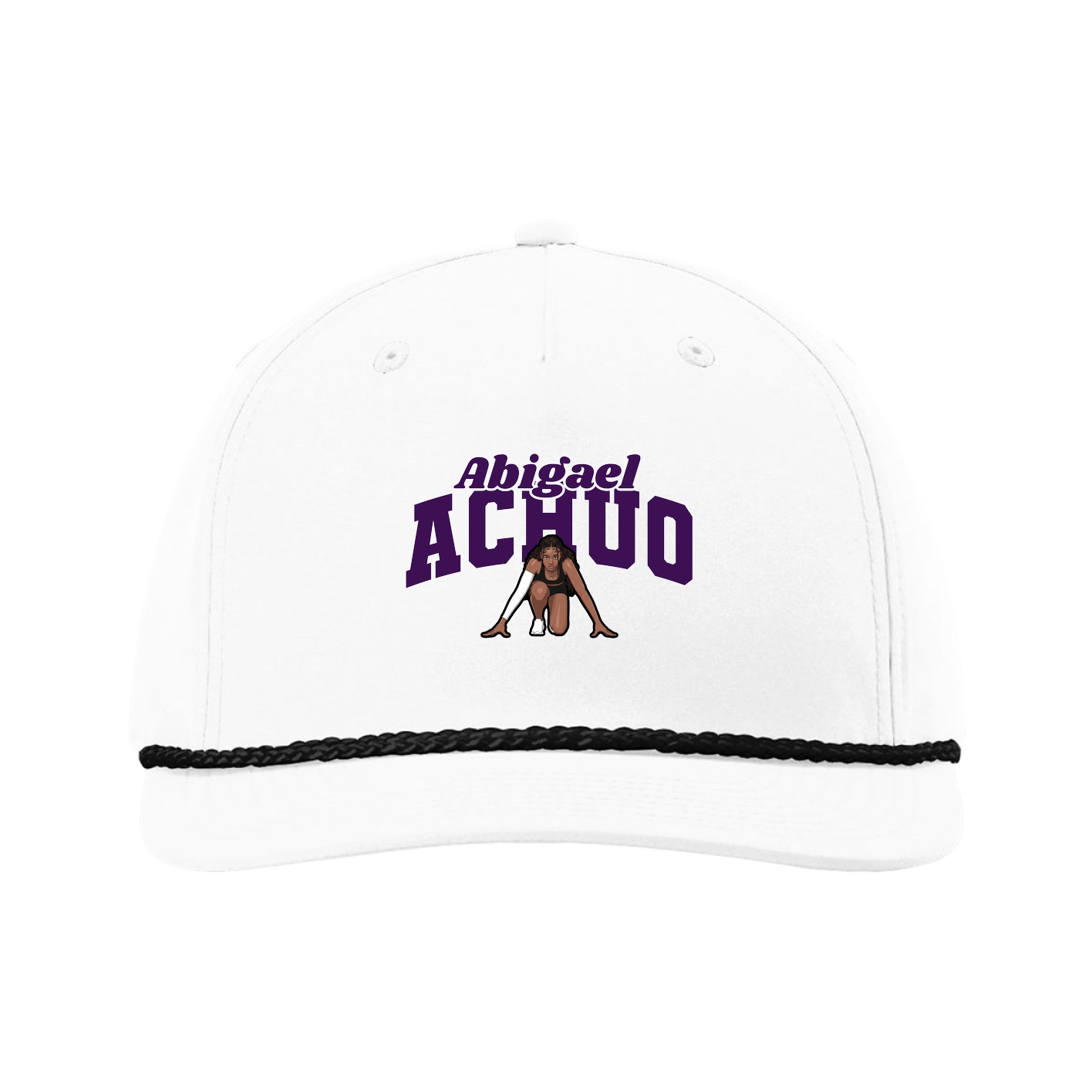 Five-Panel Classic Rope Cap — Signature Arch in White
