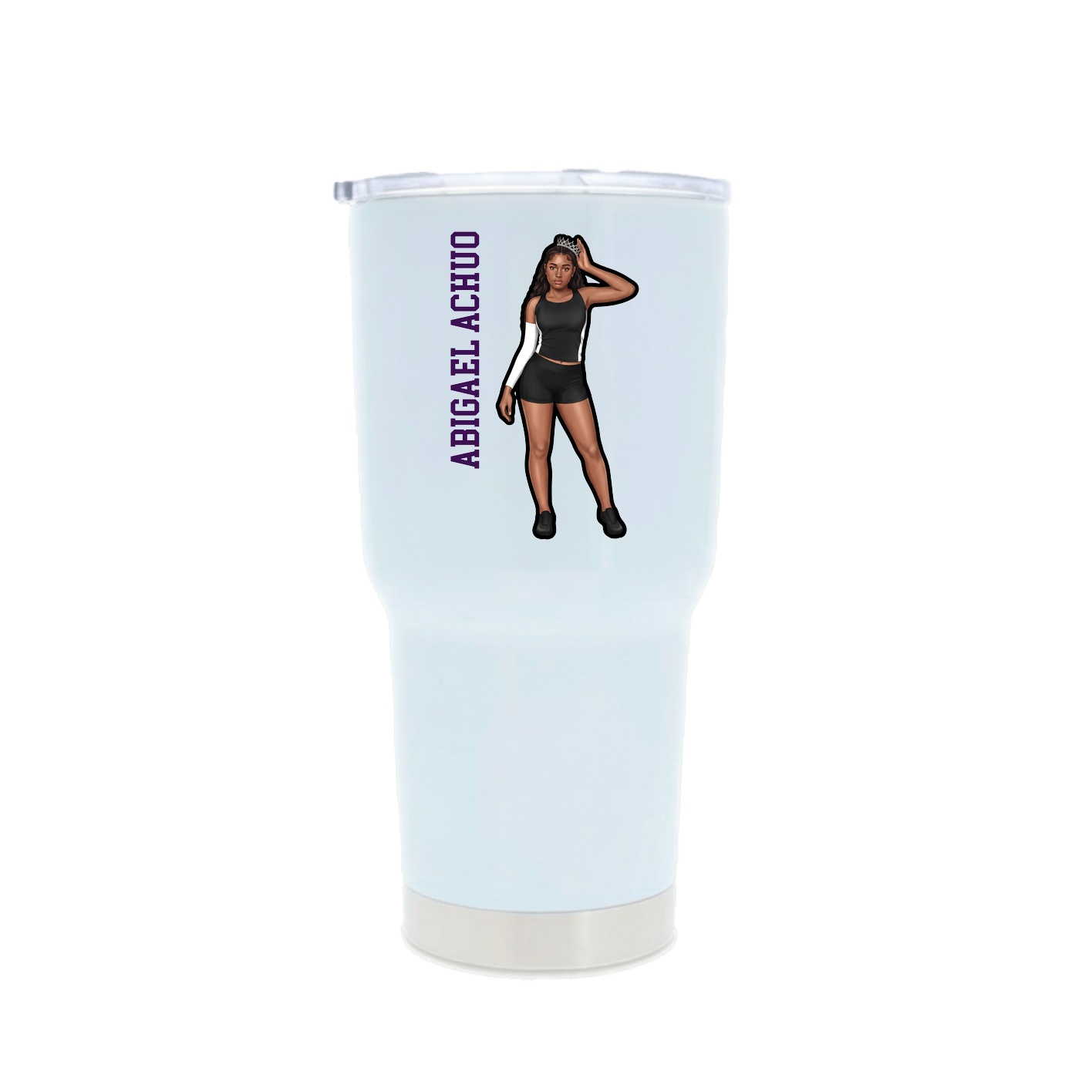 30oz Stainless Steel Tumbler — Name Vertical in White
