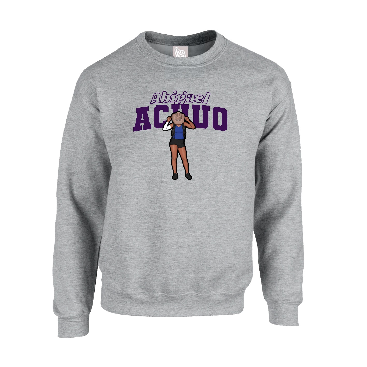 Fleece Crew — Name Arch in Grey