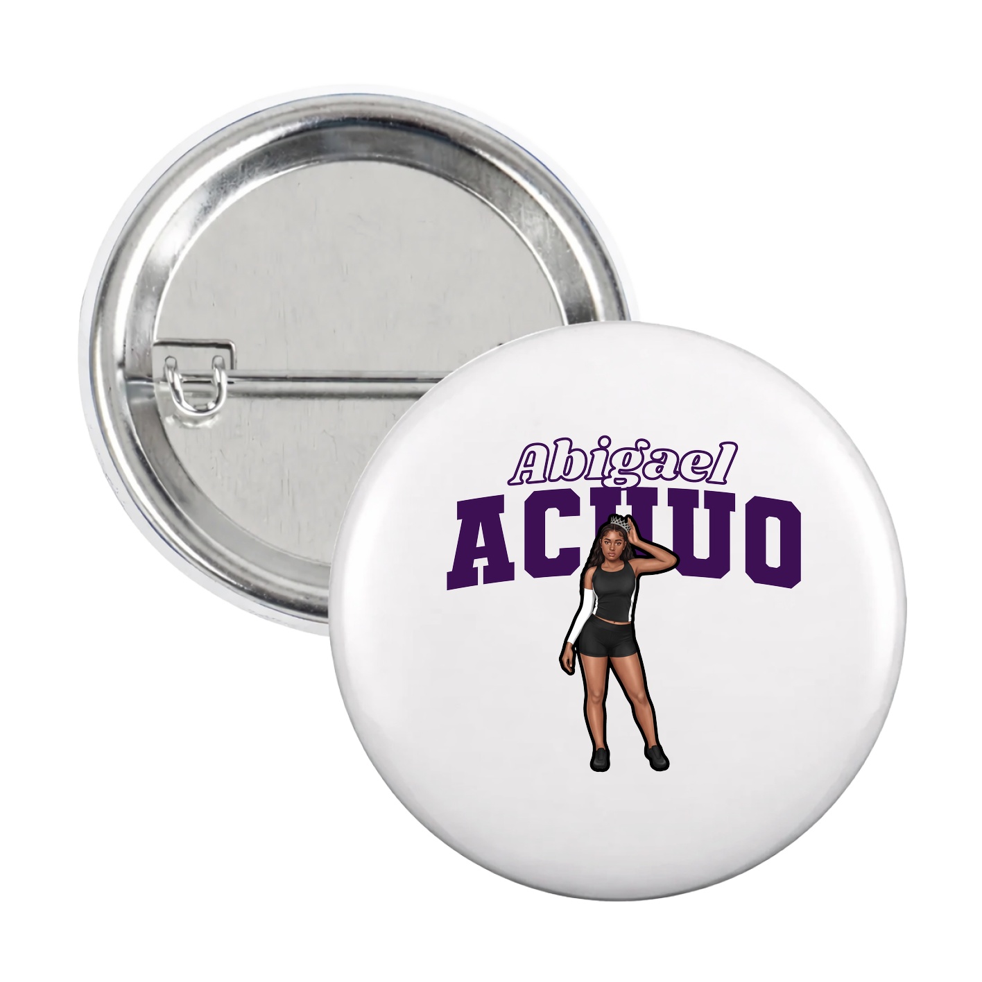 Game Day Button — Name Arch in White