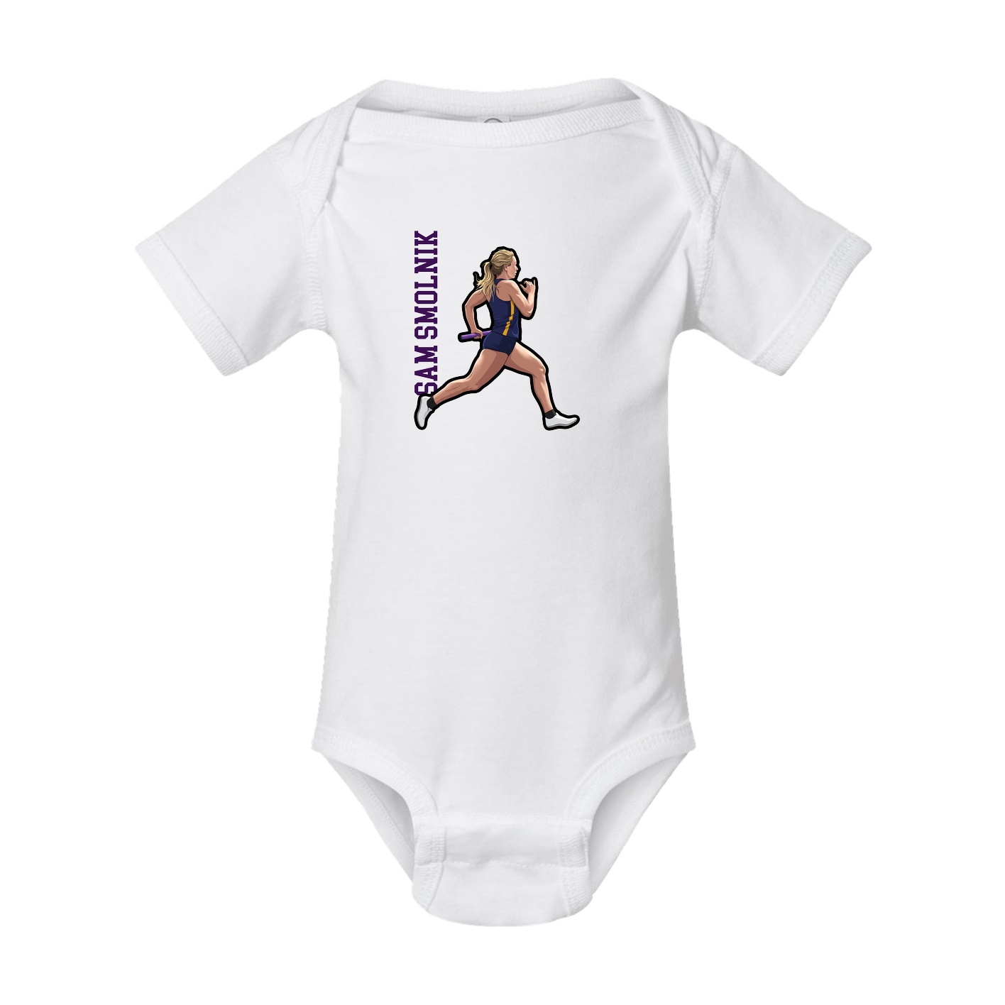 Baby Onesie — Name Vertical in White