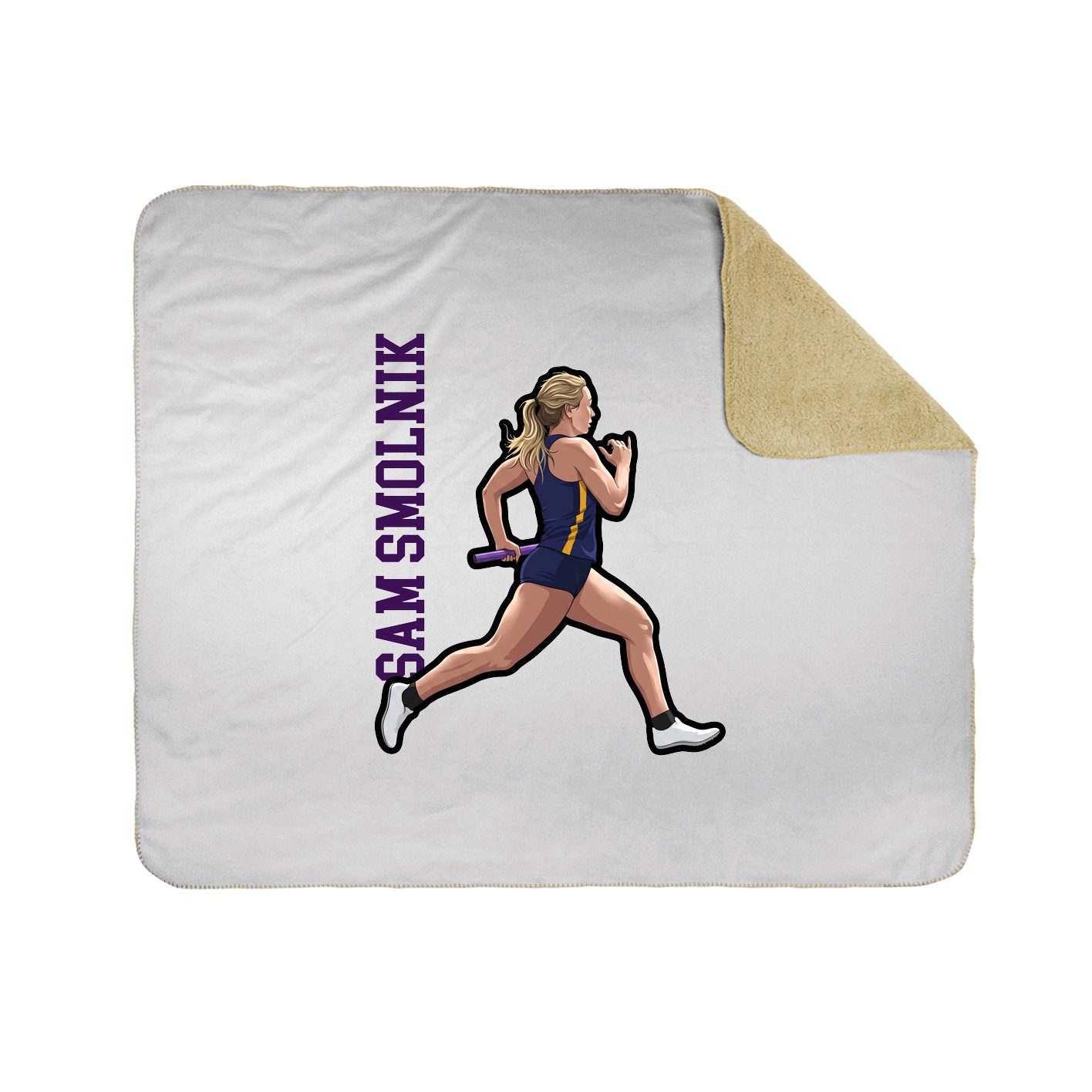 Throw Blanket — Name Vertical in White