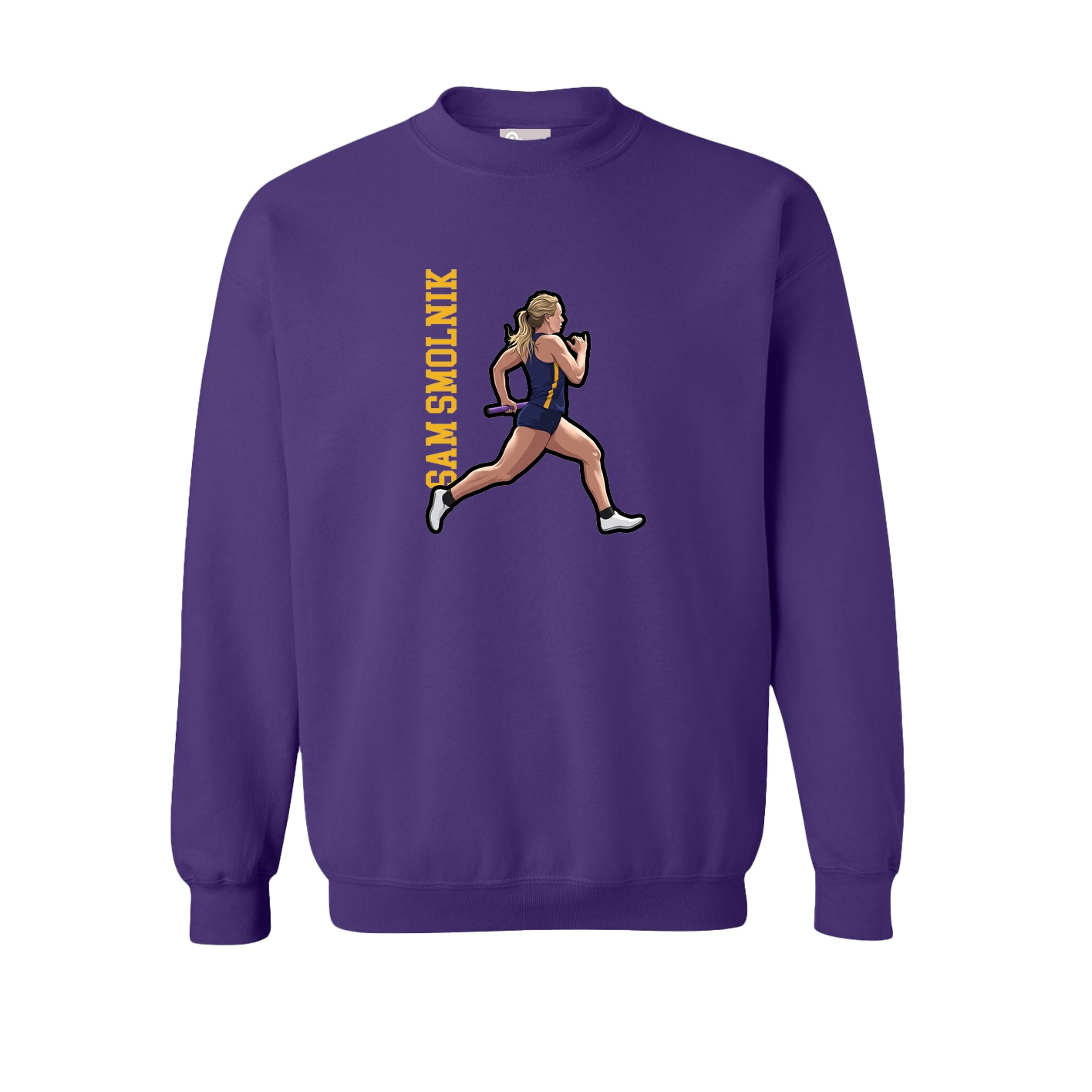 Fleece Crew — Name Vertical in Purple