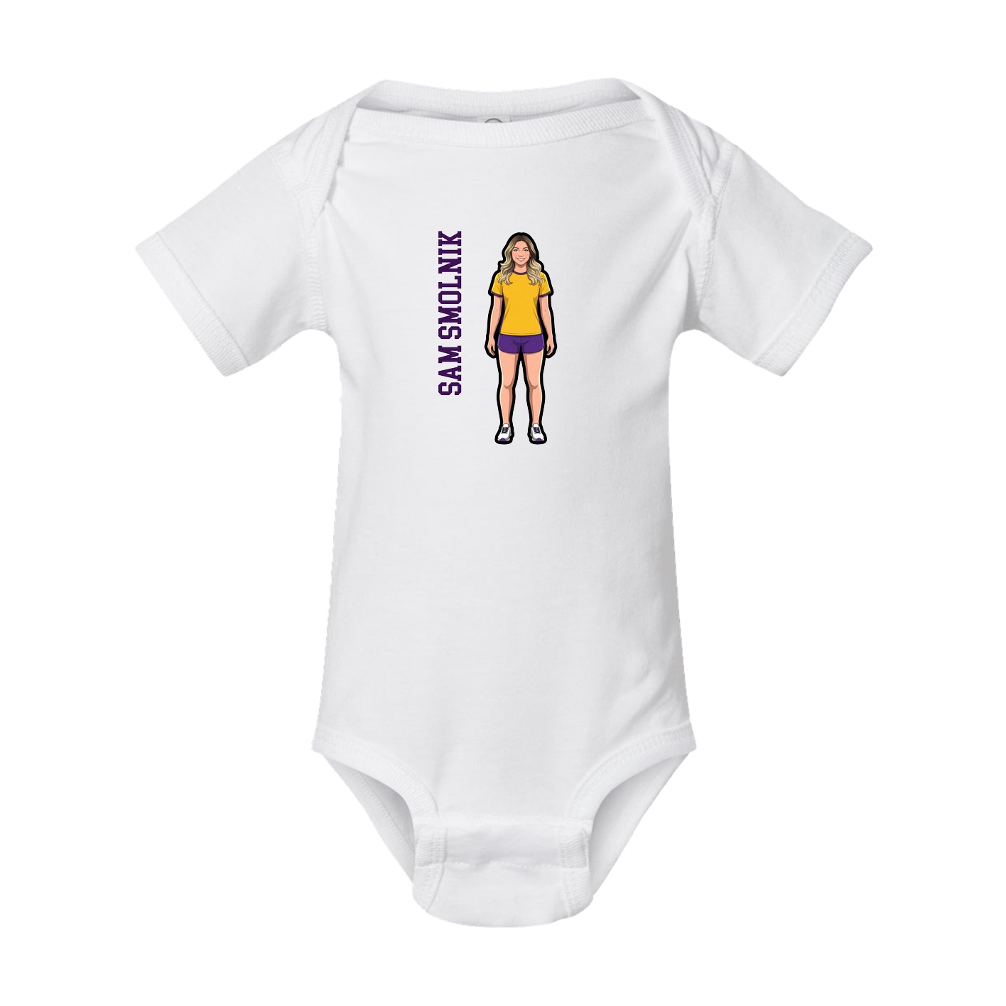 Baby Onesie — Name Vertical in White