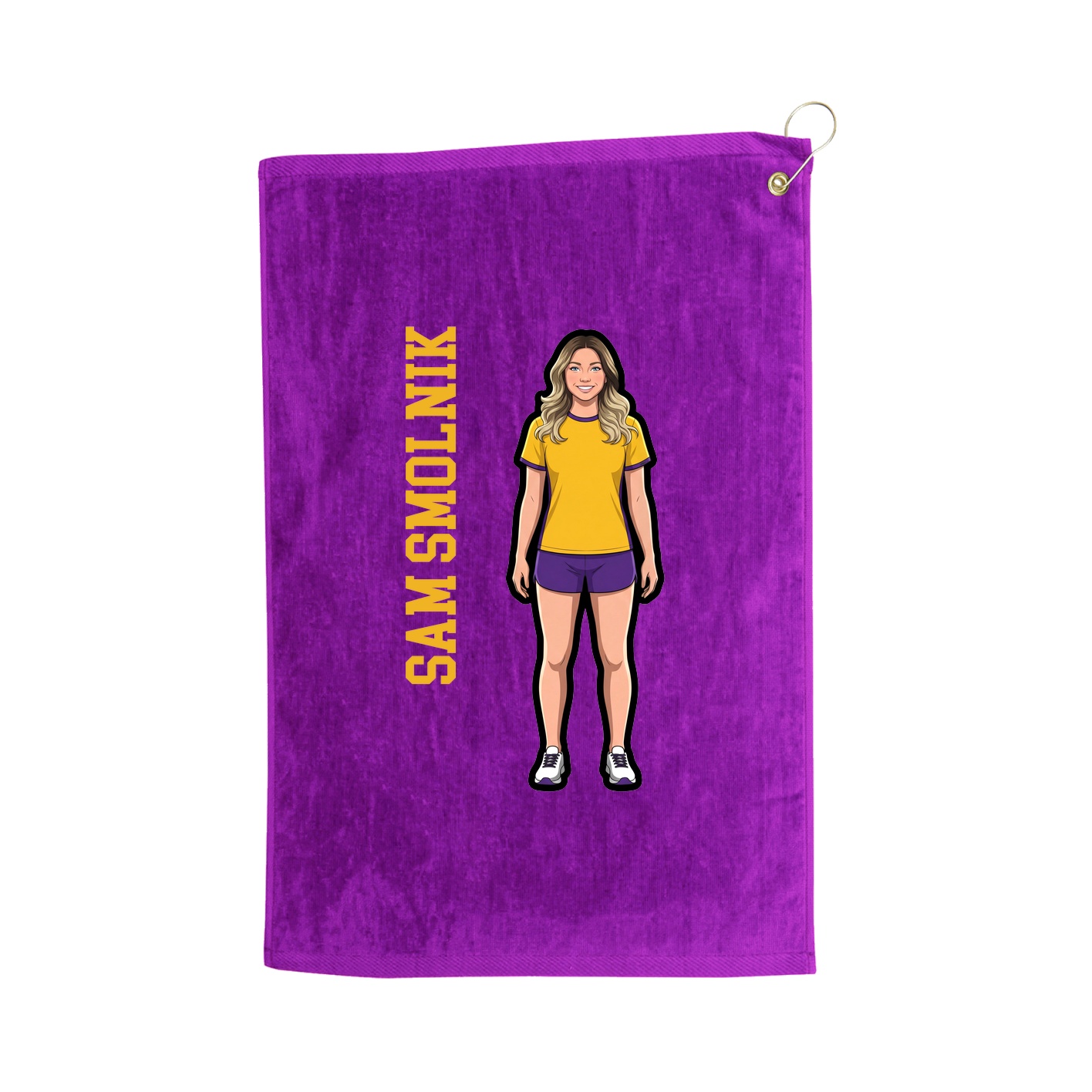 Golf Towel — Name Vertical in Purple