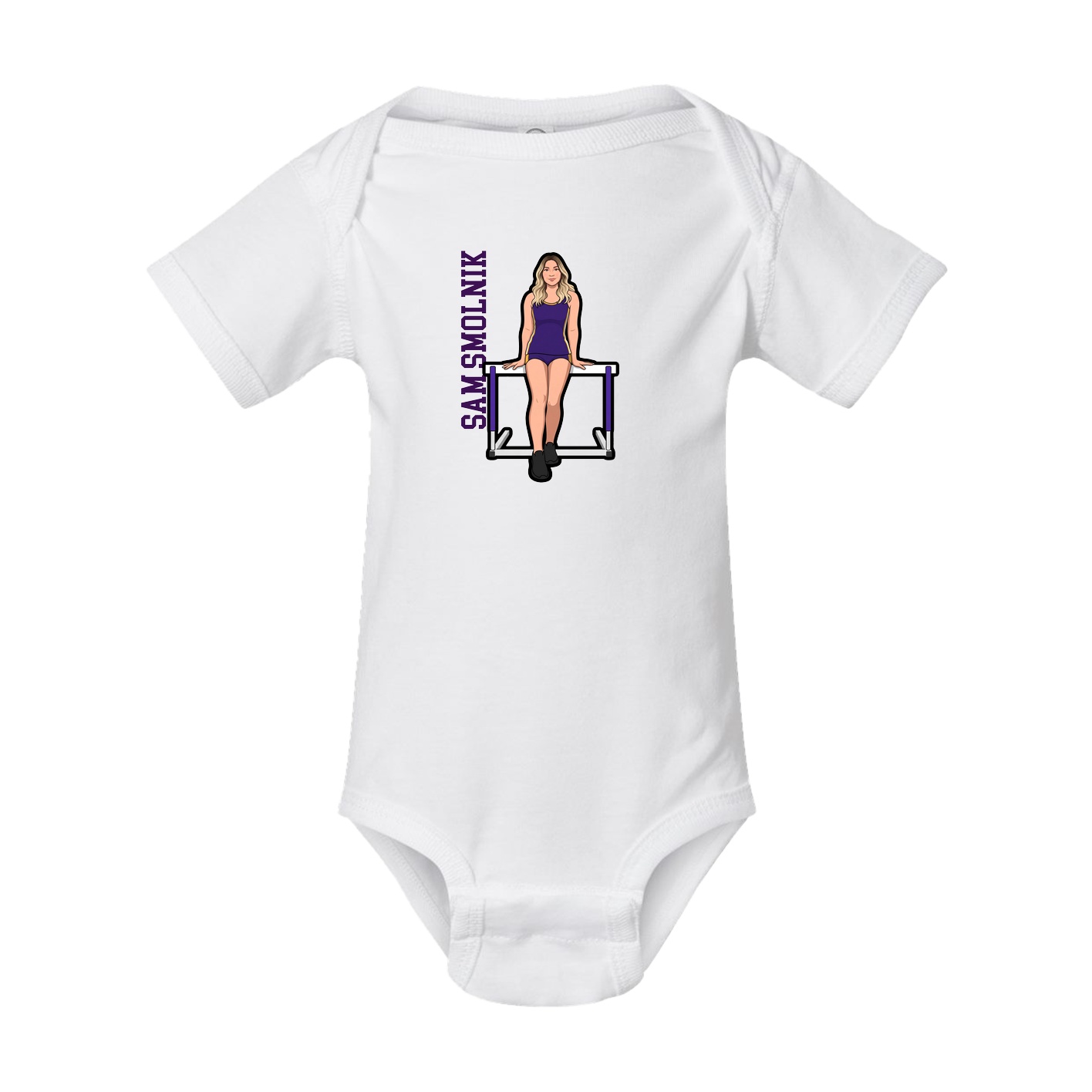 Baby Onesie — Name Vertical in White
