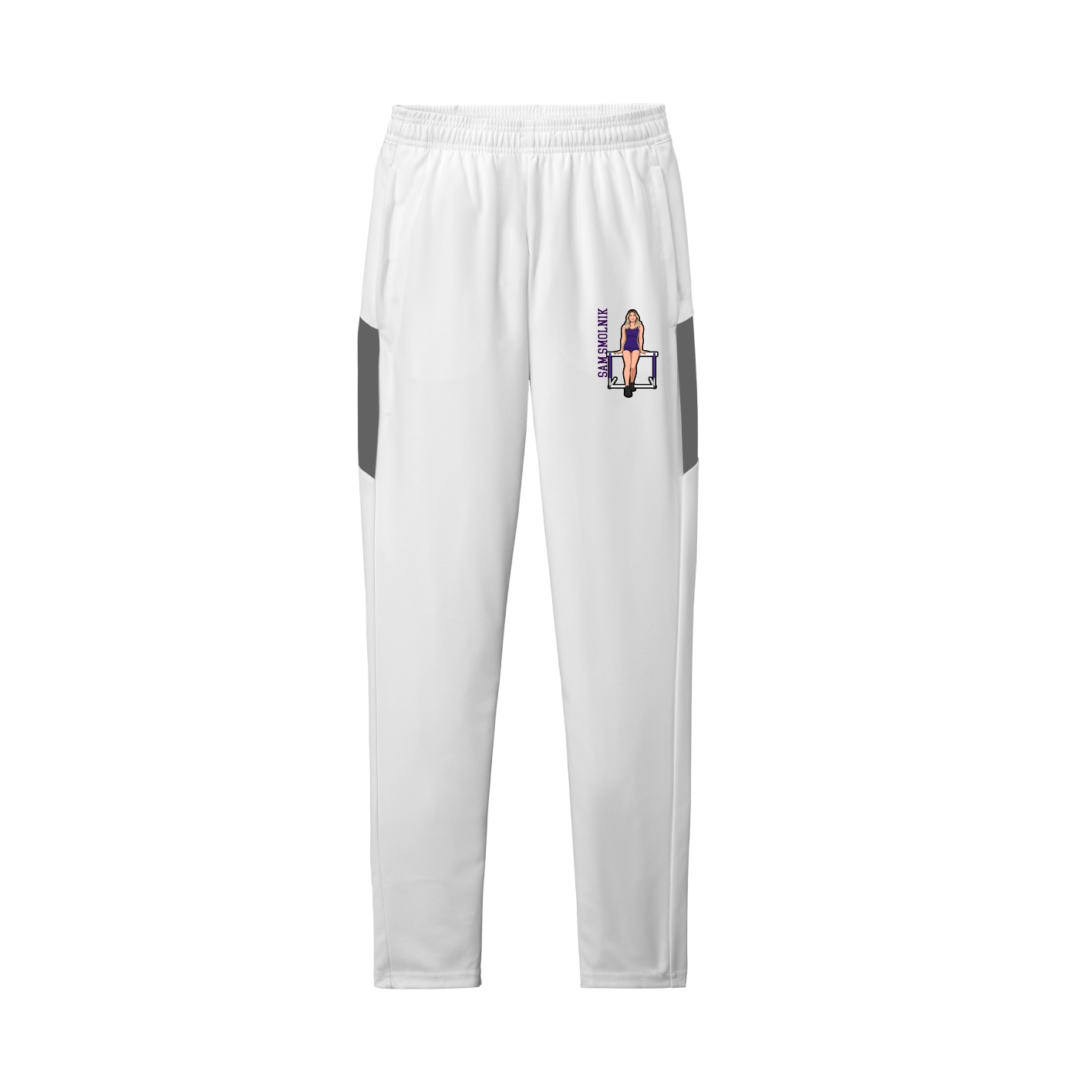 Team Travel Pant — Name Vertical in White/Grey
