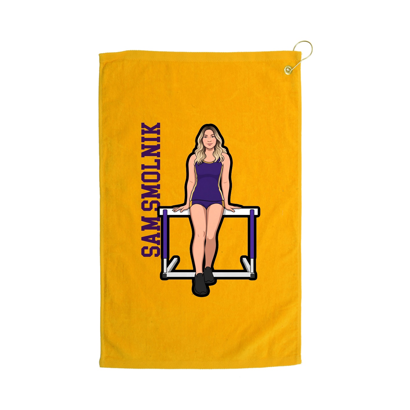 Golf Towel — Name Vertical in Gold