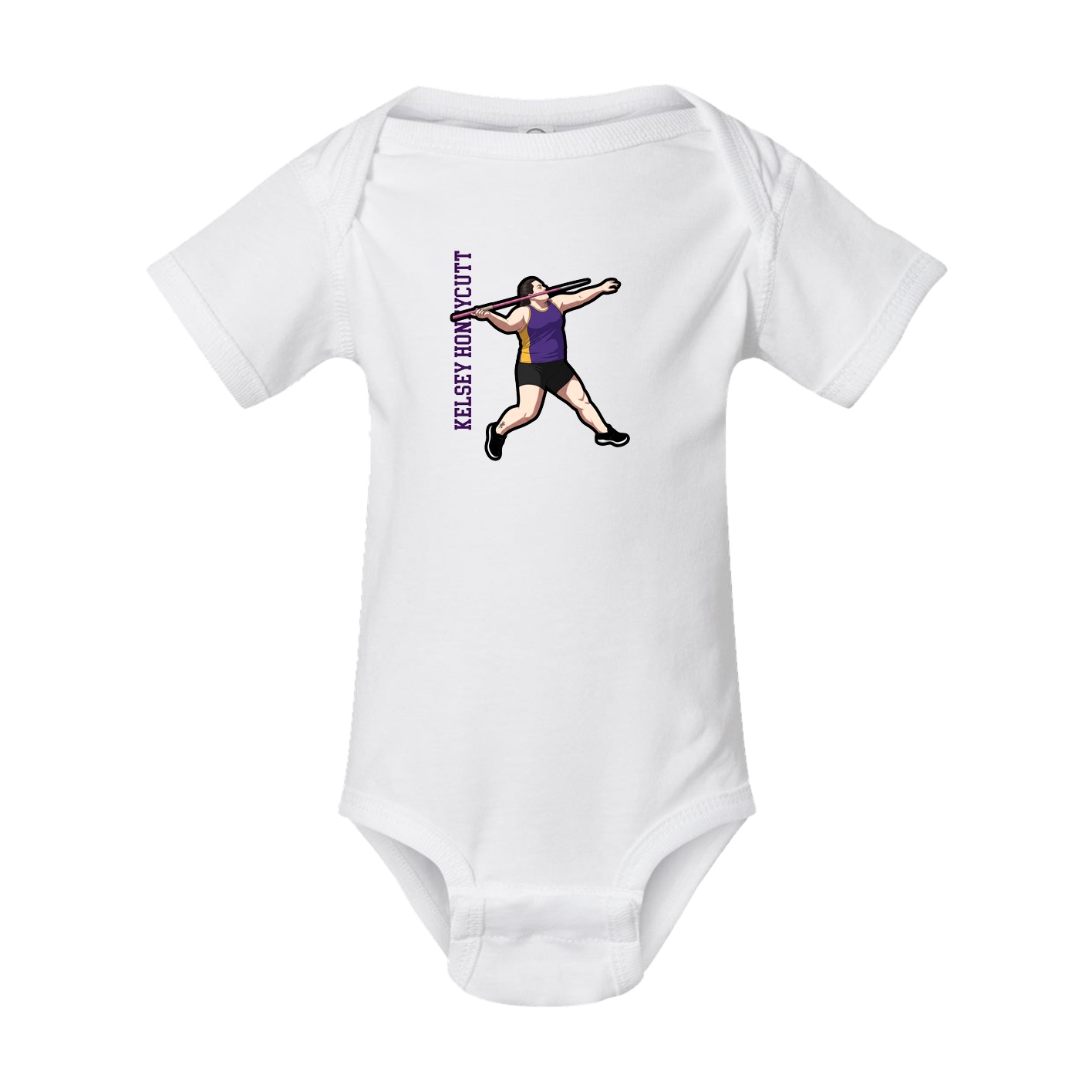 Baby Onesie — Name Vertical in White