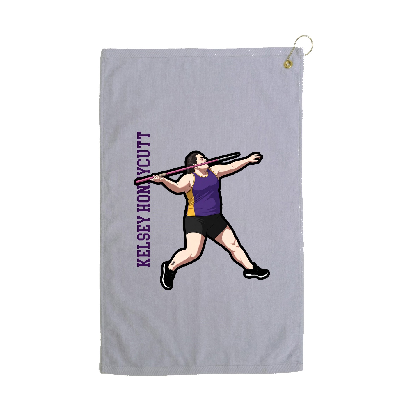 Golf Towel — Name Vertical in Grey