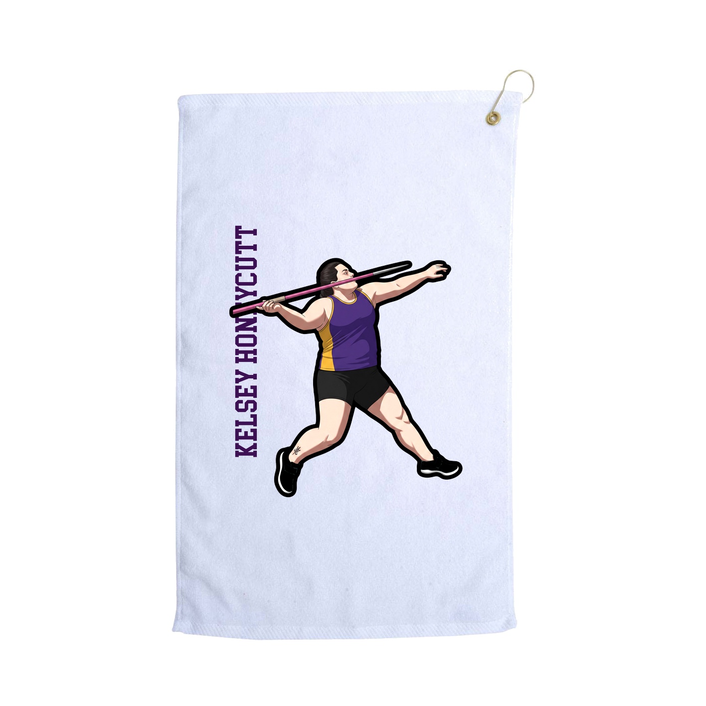 Golf Towel — Name Vertical in White