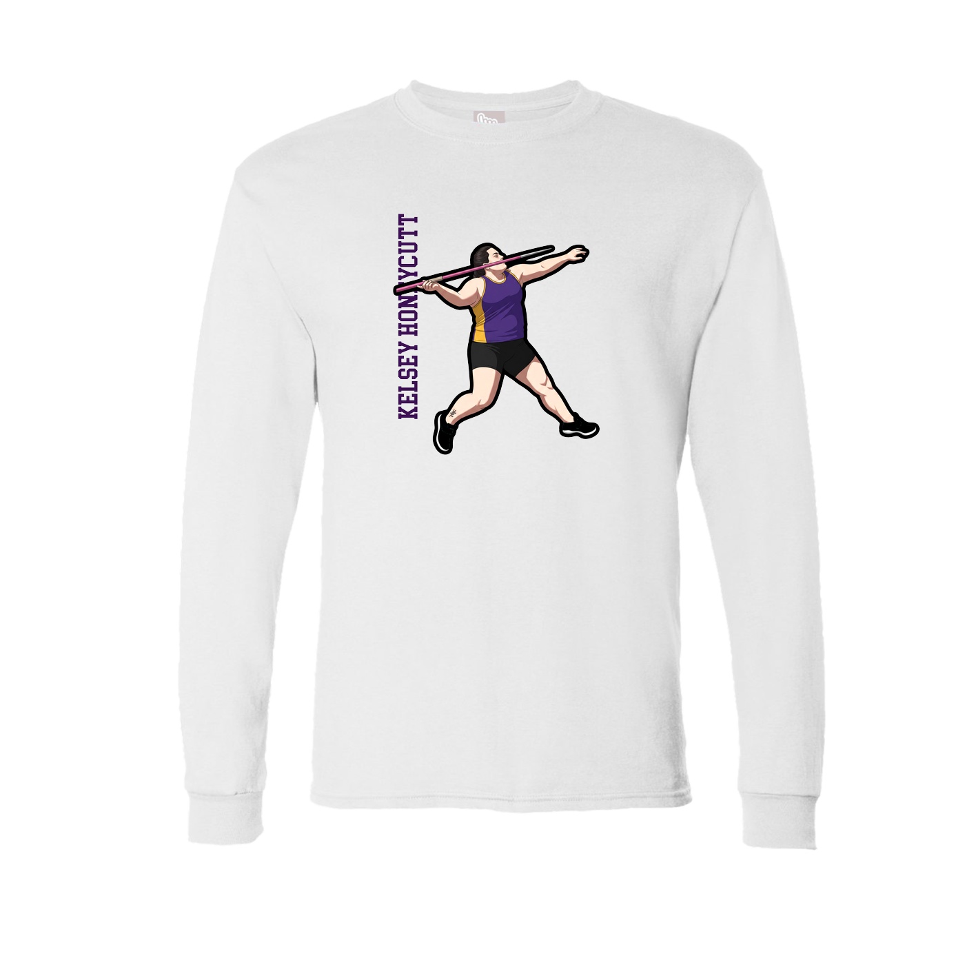 Long Sleeve Tee — Name Vertical in White