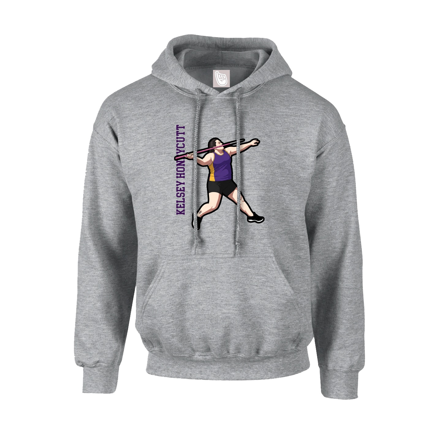 Hoodie — Name Vertical in Grey