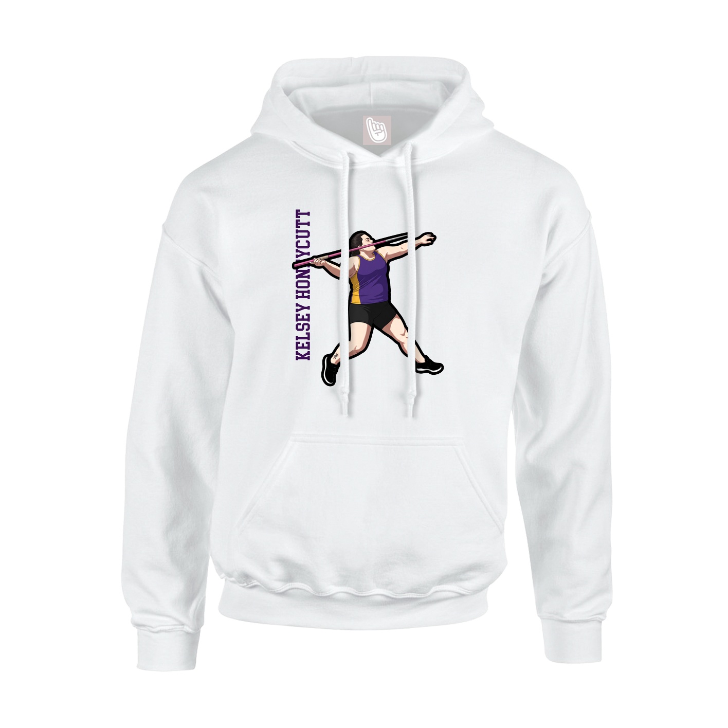 Youth Hoodie — Name Vertical in White