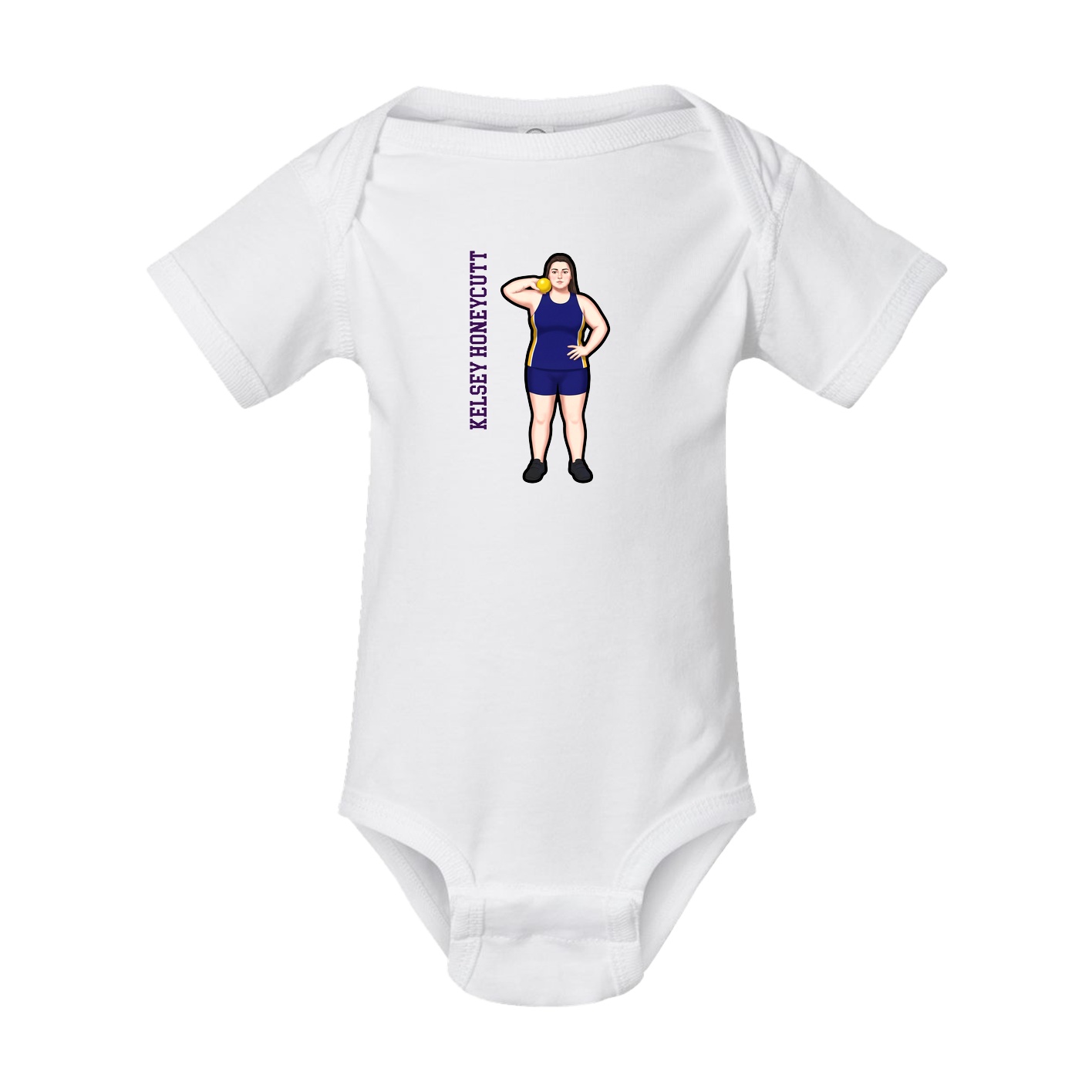 Baby Onesie — Name Vertical in White
